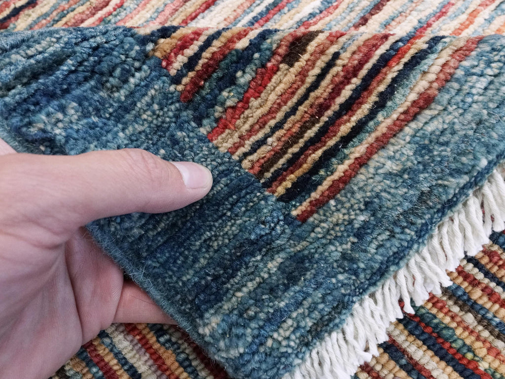 7x10 Ft Handmade Gabbeh Rug - Afghan Wool Area Rug - Plain Design