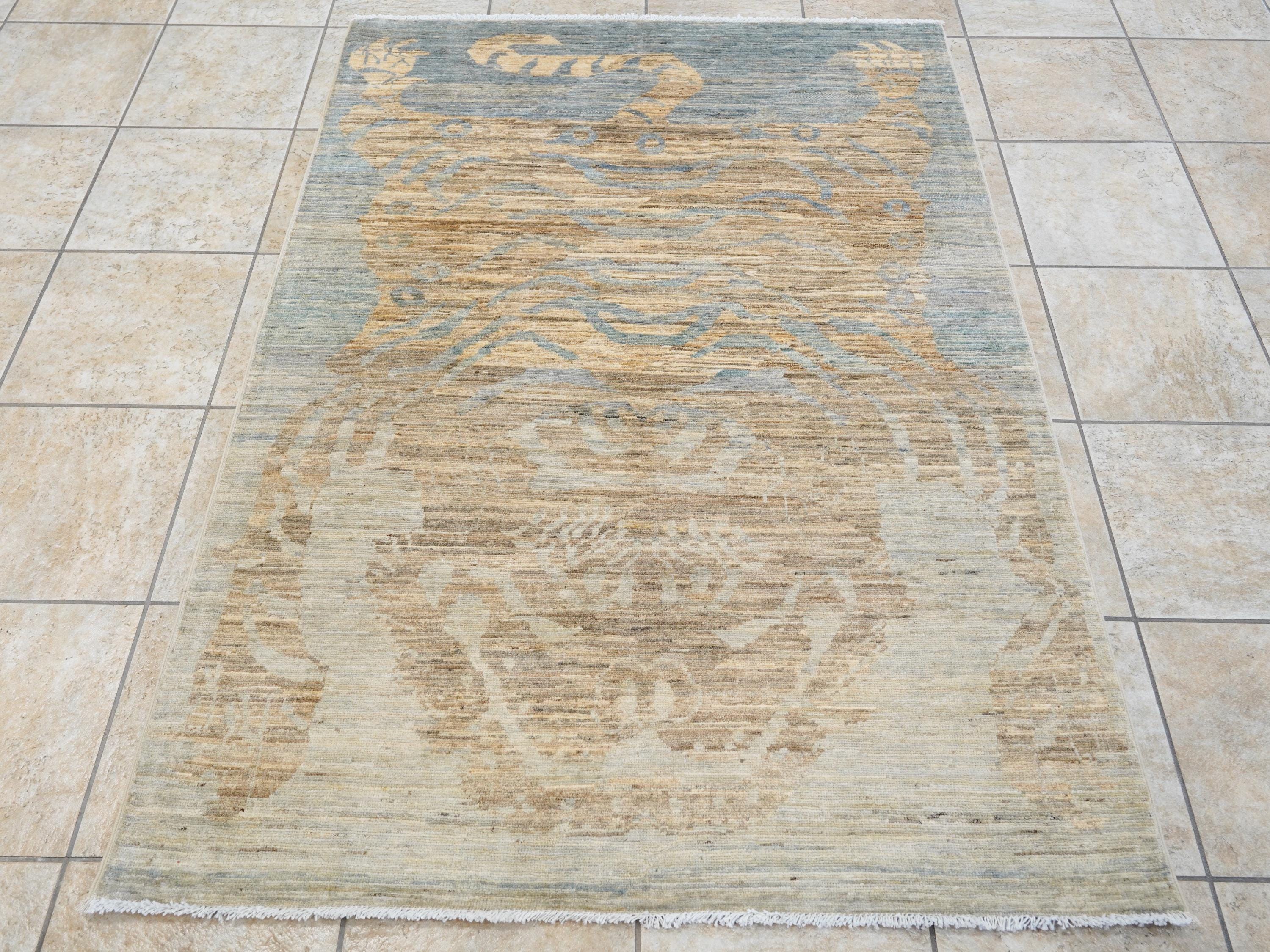 4x6 Ft Tiger Rug - Hand Knotted Oriental Rug
