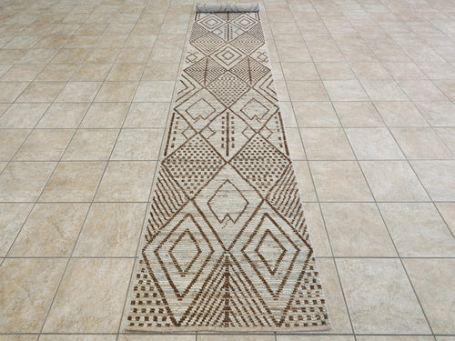 16 Ft Light Blue Moroccan Runner Rug - Hand Knotted Wool Rug