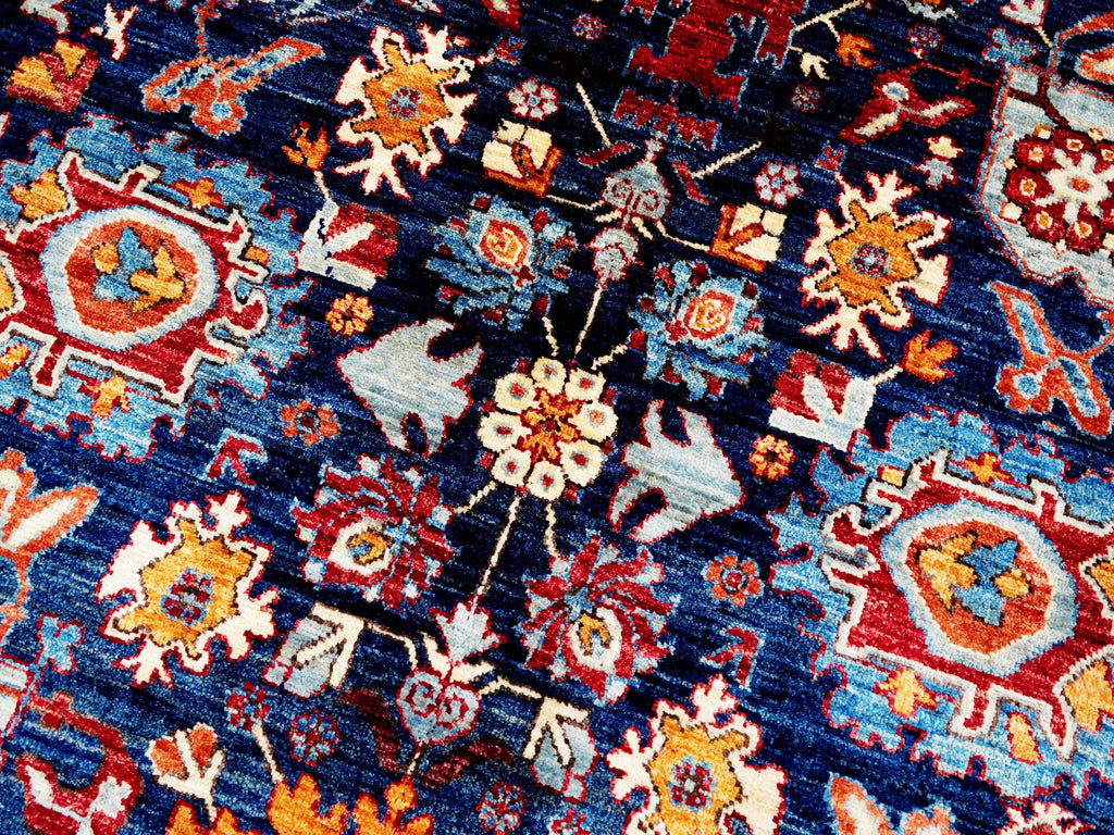 8x10 Ft Dark Blue Bidjar Rug - Hand Knotted Wool Oriental Rug - Broken Design