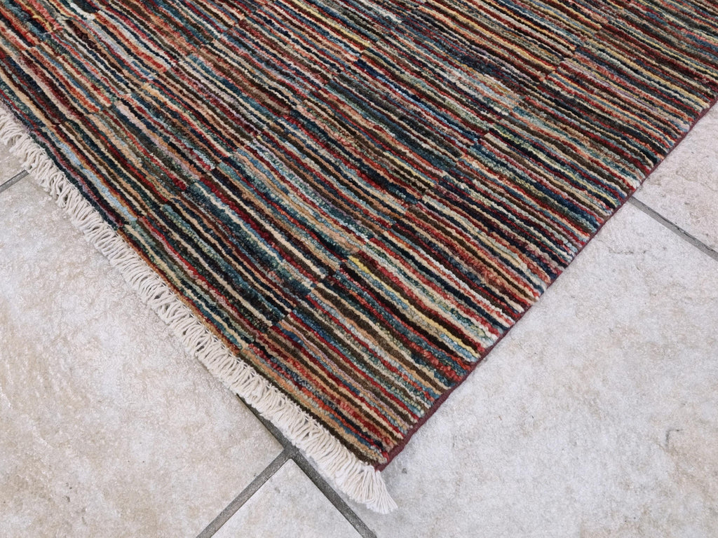 6x9 Ft Gabbeh Rug - Afghan Wool Area Rug - Colorful Striped Design