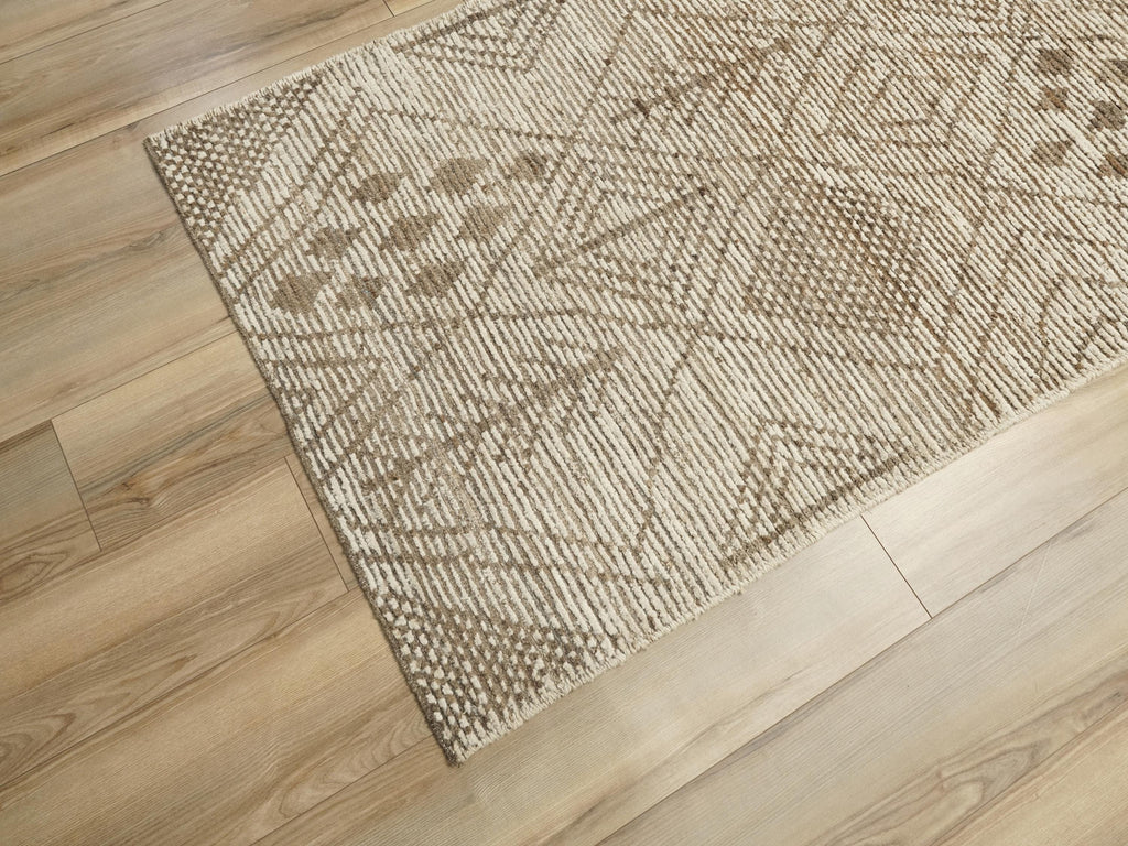 10 Ft Beige Moroccan Runner Rug - Hand Knotted Wool Runner