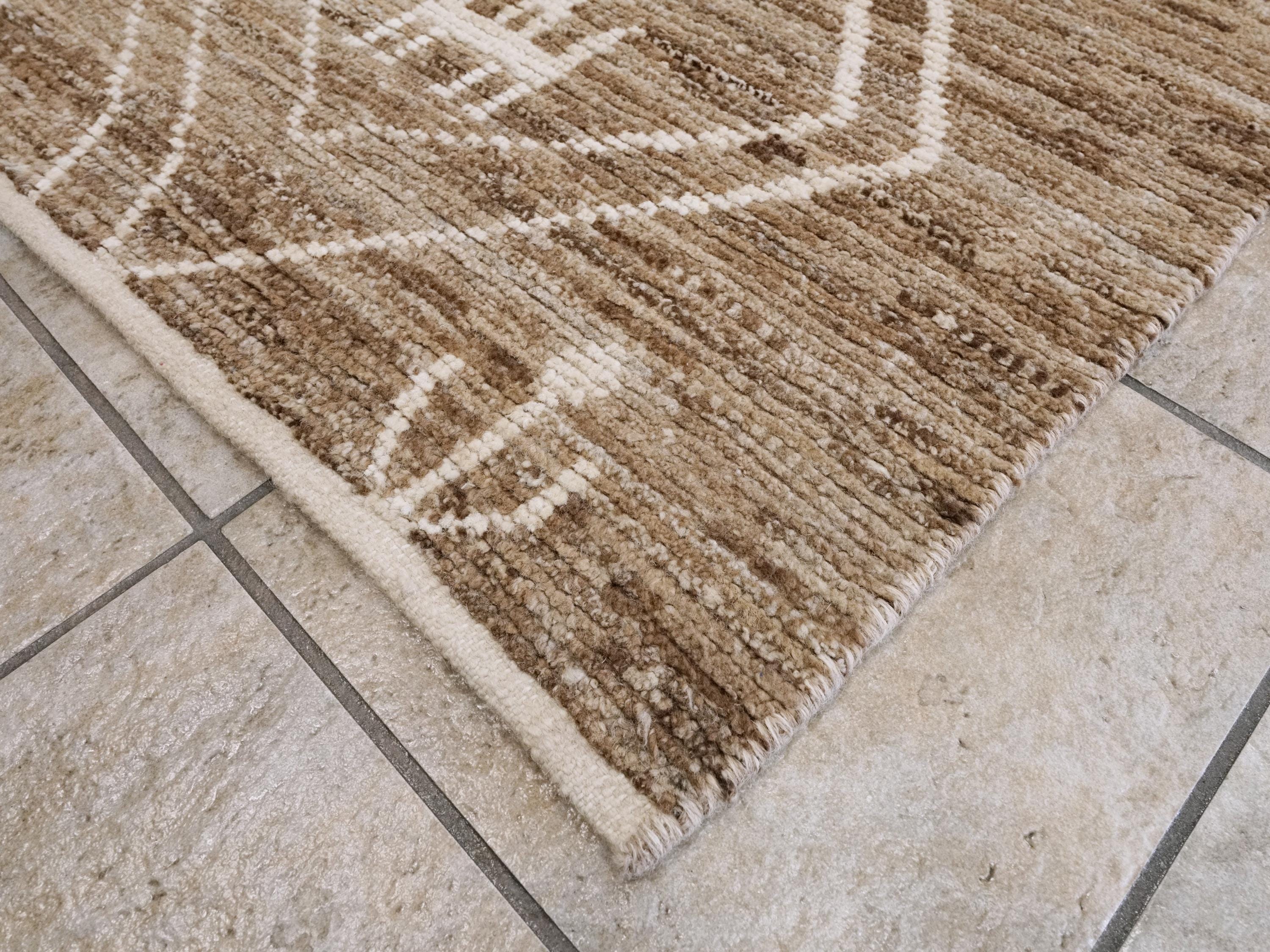 16 Ft Brown Moroccan Runner Rug - Afghan Wide Hallway Rug