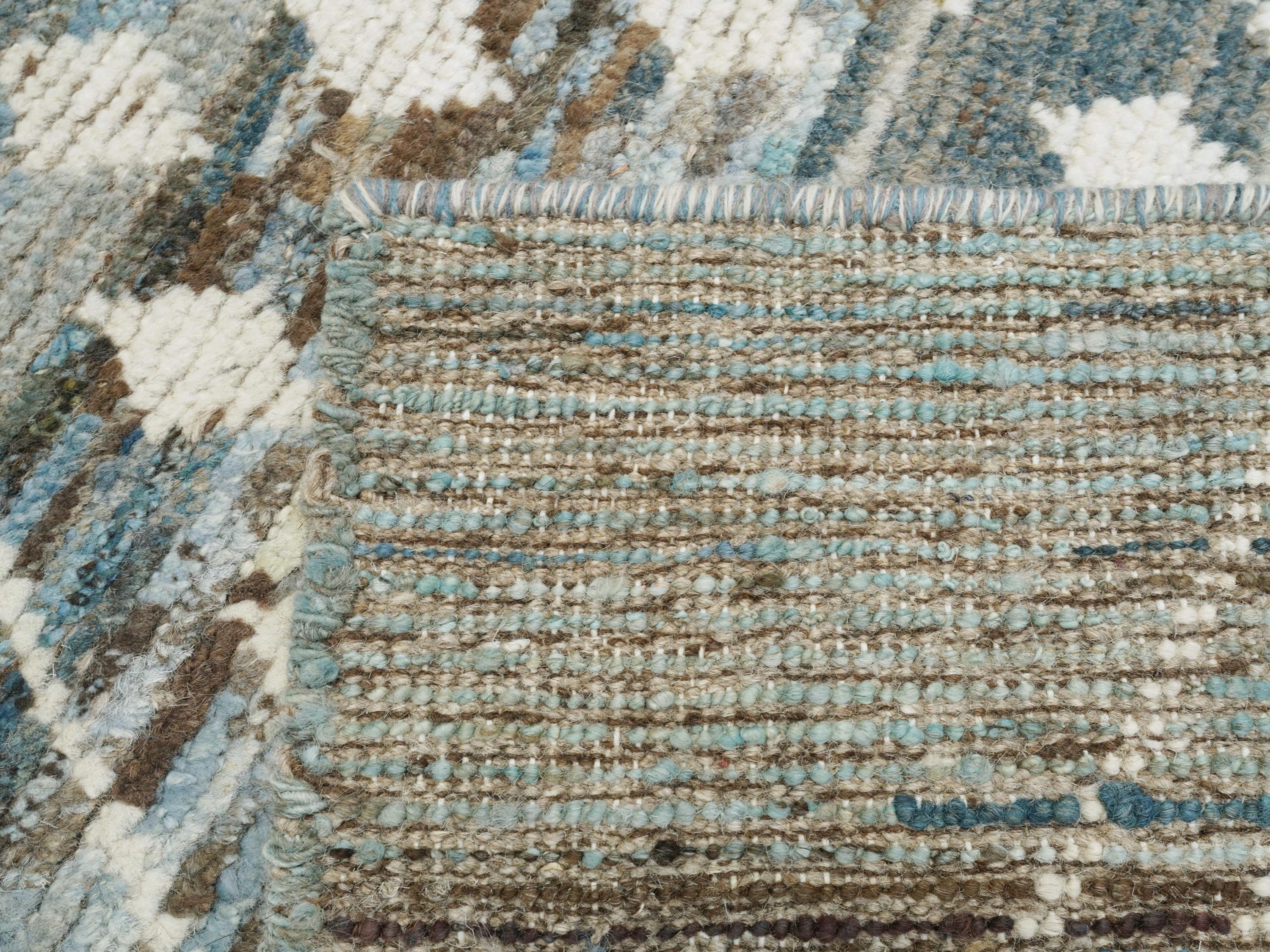 3x5 Ft Blue Moroccan Rug - Hand Knotted Area Rug