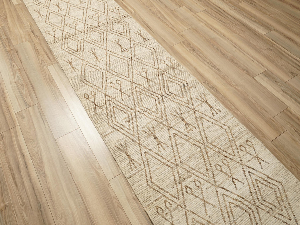 16 Ft Beige Moroccan Runner Rug - Afghan Wool Hallway Rug