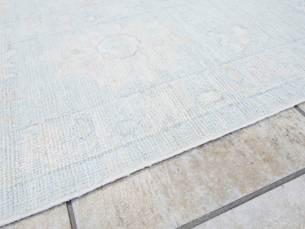 9x12 Ft Light Blue Oushak Rug - Handmade Area Rug - Floral Design