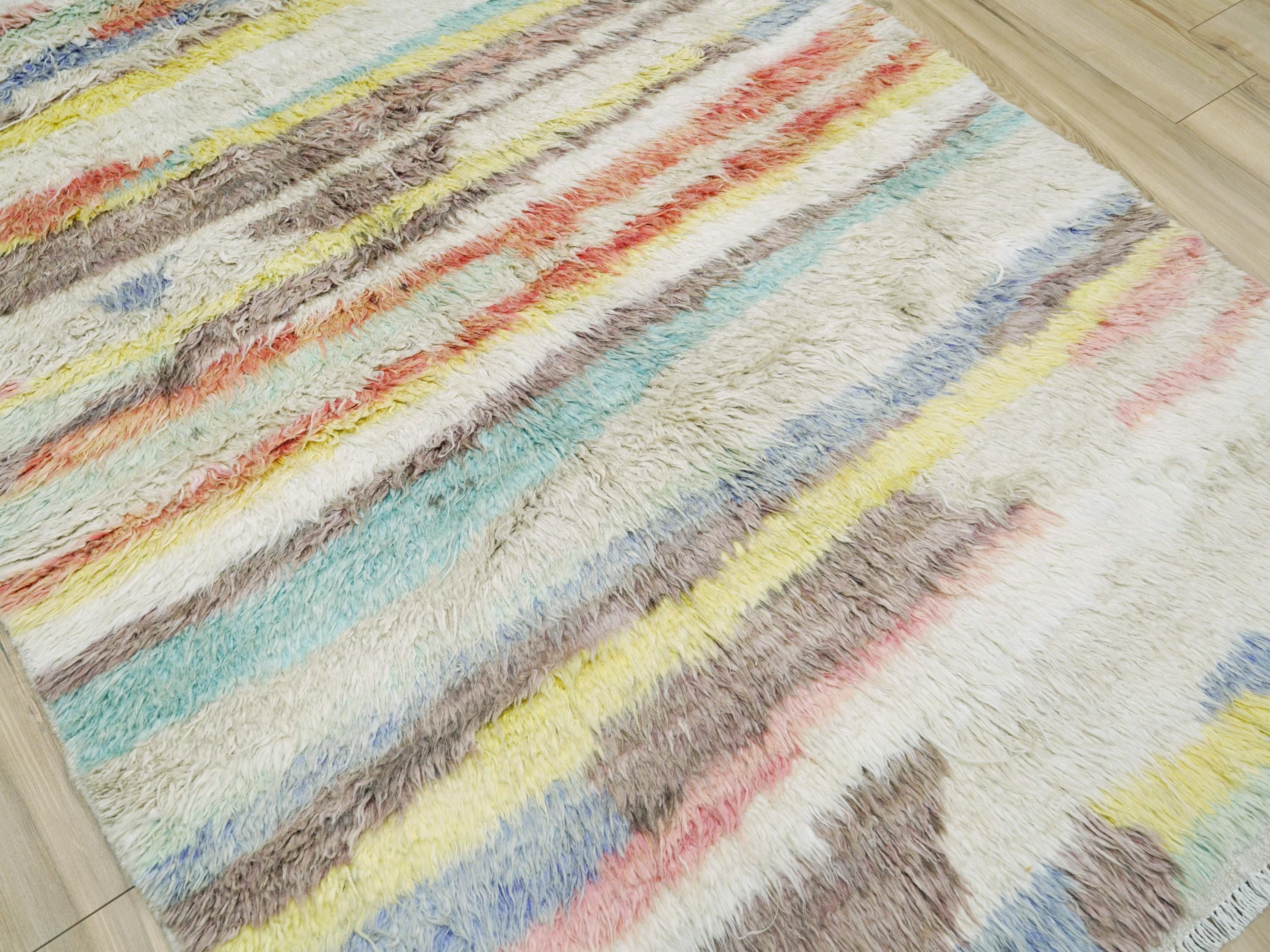 5x6 Multicolor Moroccan Rug - Hand Knotted Wool Area Rug
