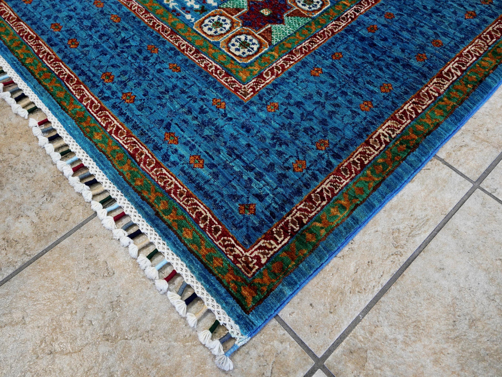 6x8 Ft Blue Mamluk Rug - Hand Knotted Oriental Area Rug