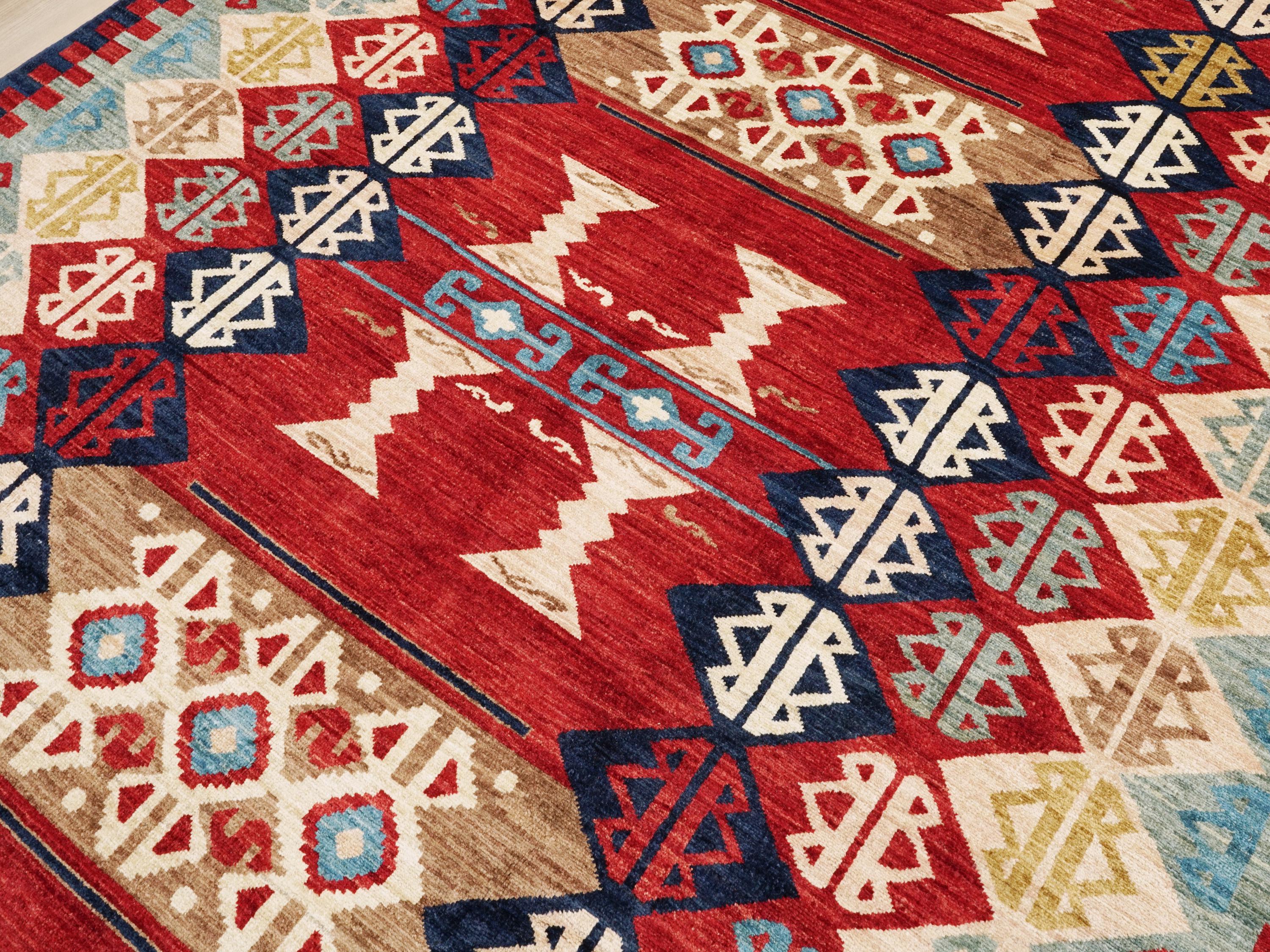7x10 Ft Red Gabbeh Rug - Hand Knotted Tribal Area Rug
