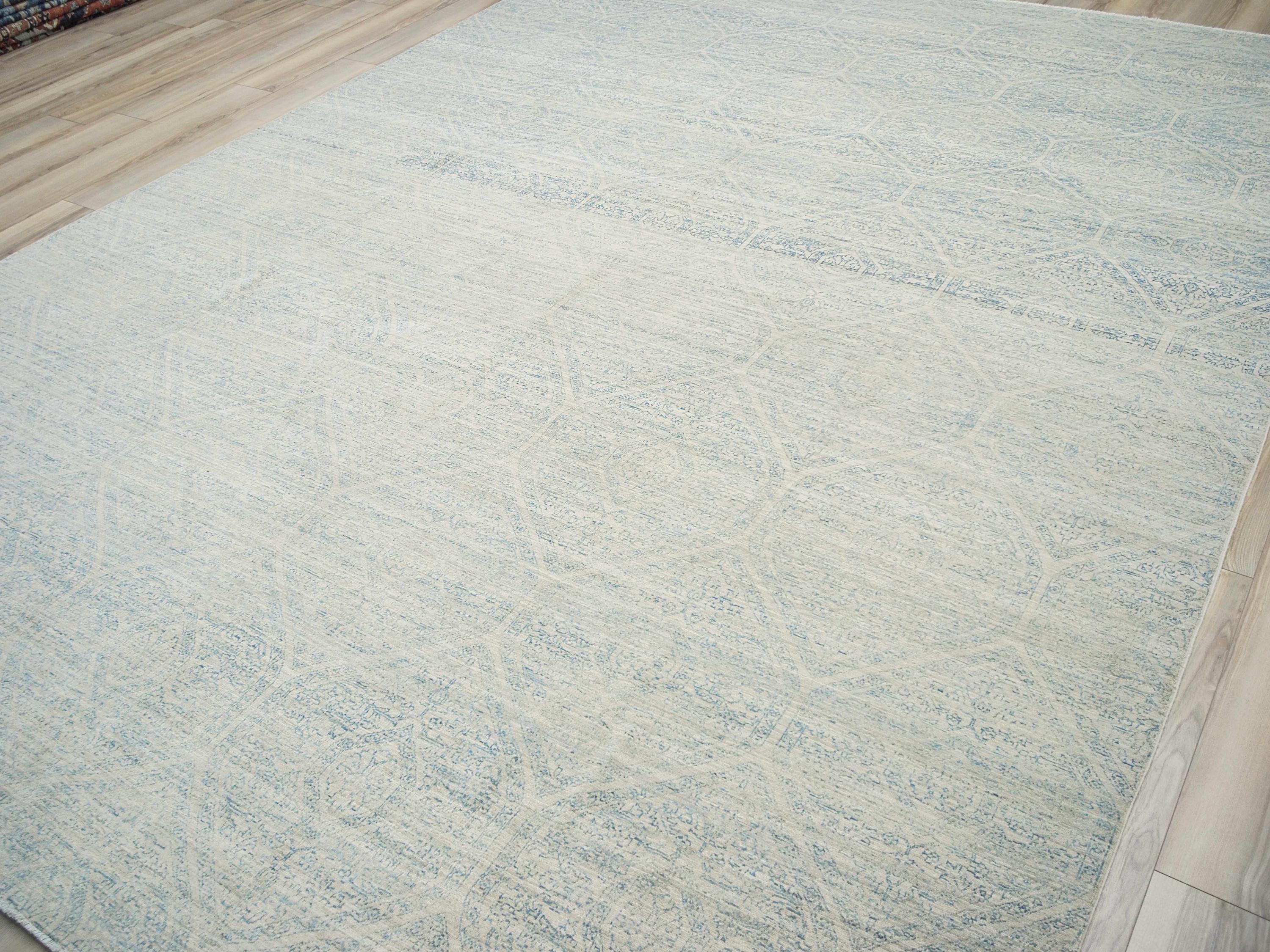 10x14 Ft Light Blue Gabbeh Rug - Hand Knotted Oriental Wool Rug