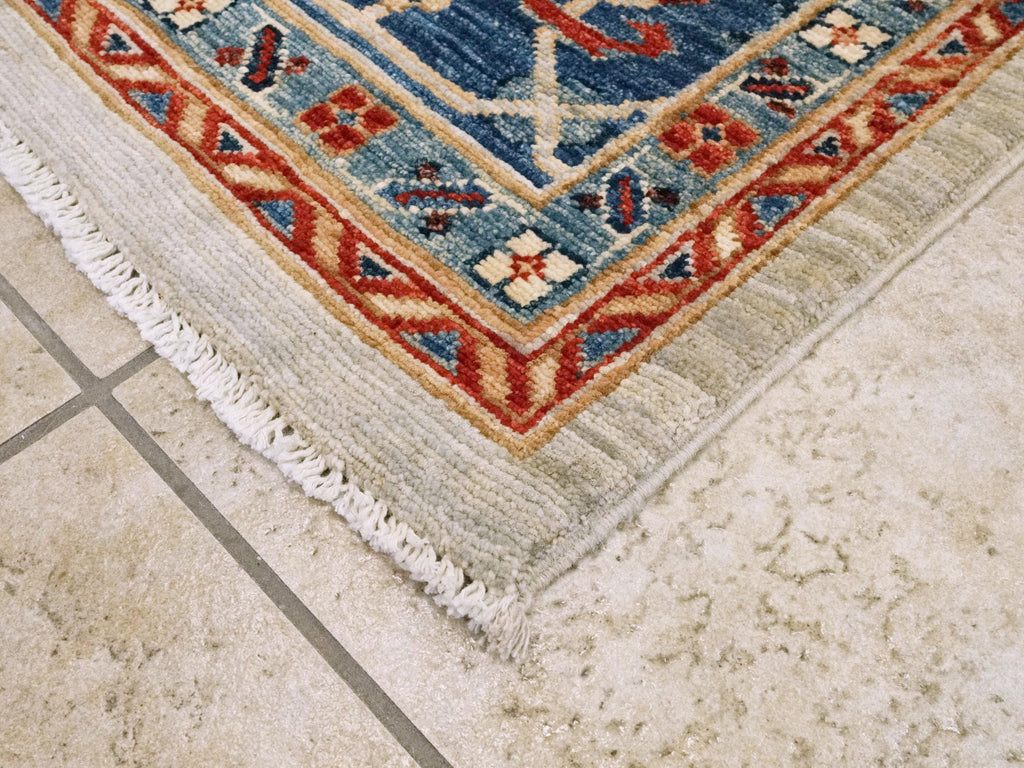 9x12 Ft Blue & White Bidjar Rug - Hand Knotted Persian Style Wool Rug