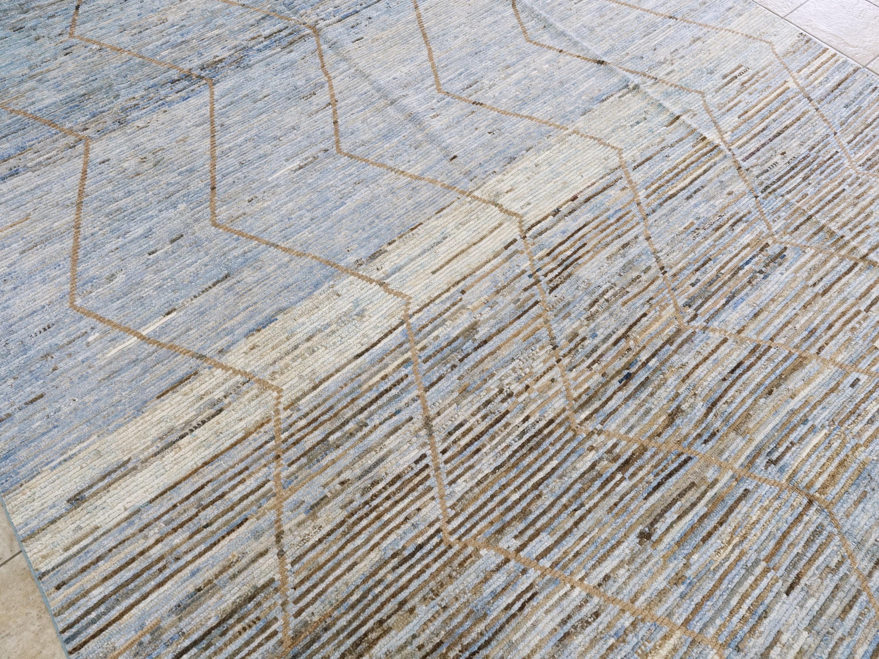 9x12 Ft Blue Moroccan Rug - Hand Knotted Area Rug