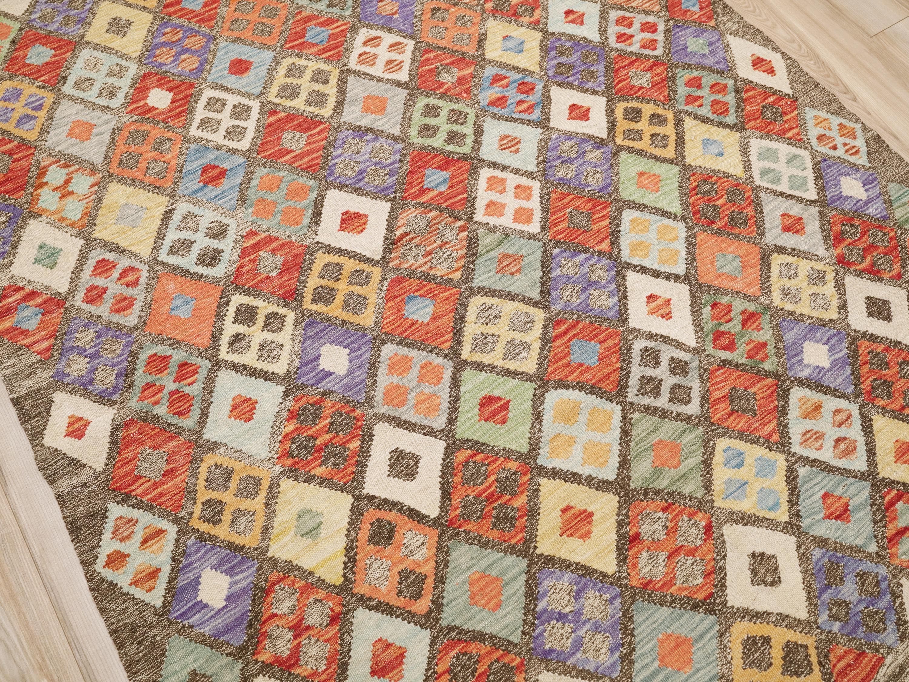 5x6 Ft Colorful Kilim Rug - Traditional Afghan Flat Weave