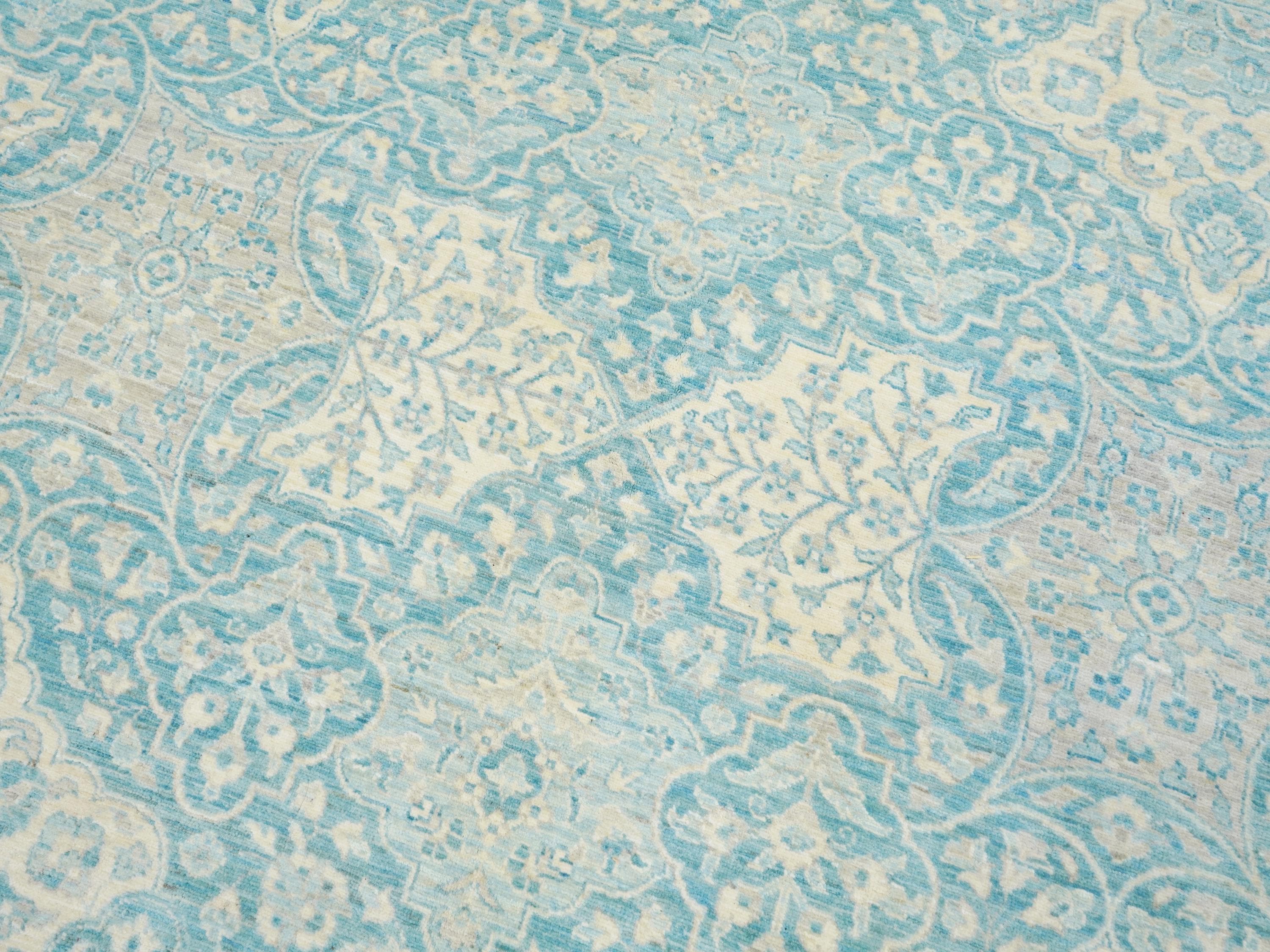 8x10 Ft Light Blue Serapi Rug - Hand Knotted Afghan Wool Rug