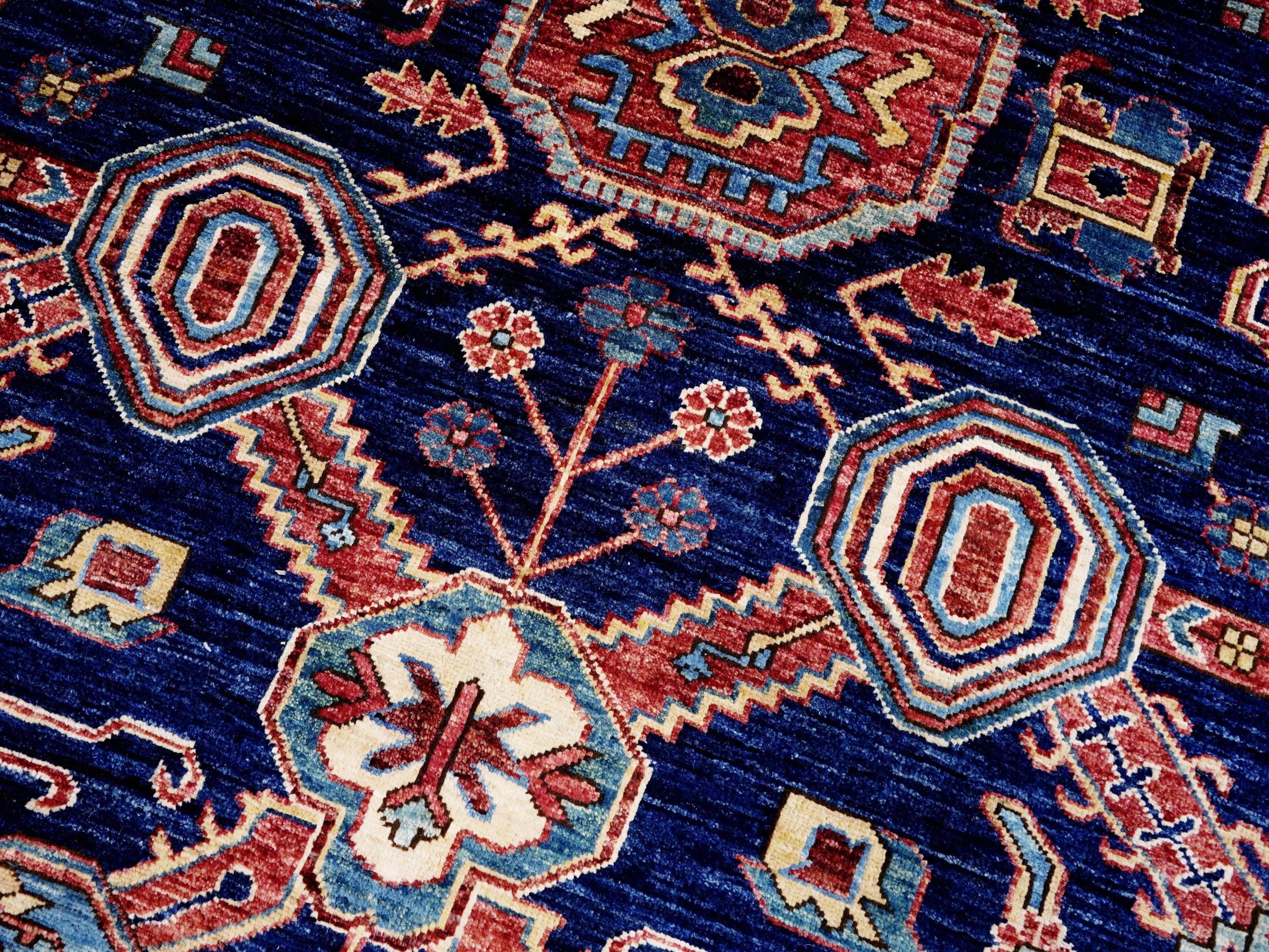 8x10 Ft Blue Heriz Rug - Traditional Hand Knotted Rug - Persian Design