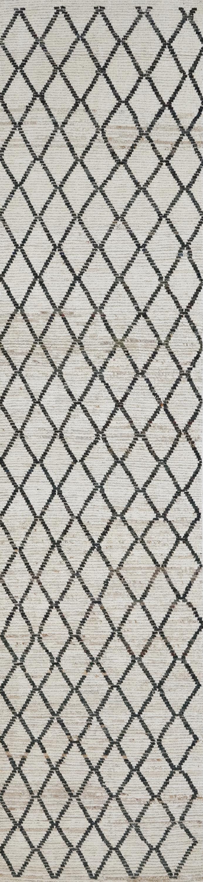 13 Ft Hand Knotted Moroccan Wool Runner Rug - Beige Afghan Rug