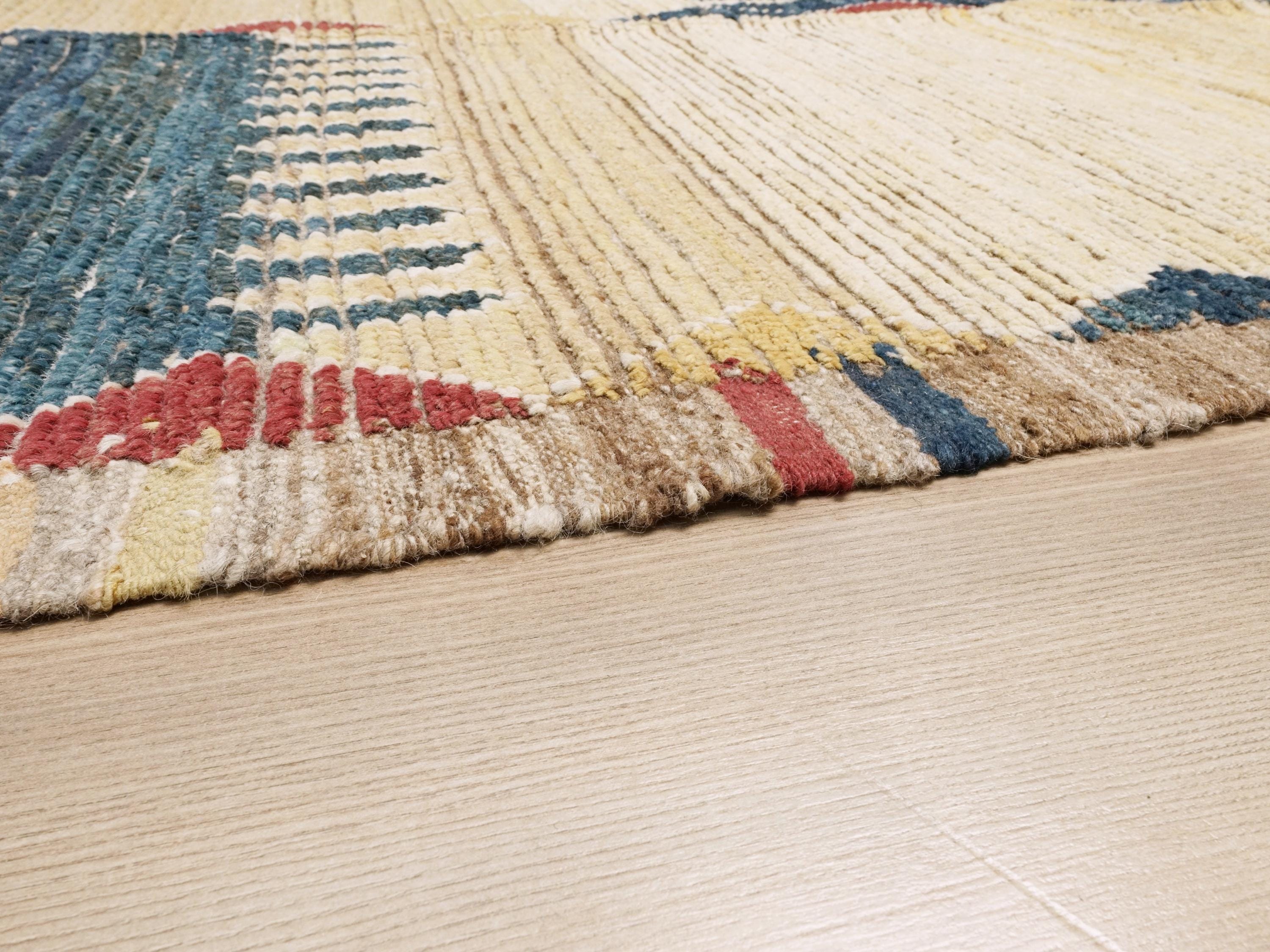 8x10 Ft Yellow & Blue Moroccan Rug - Afghan Wool Rug