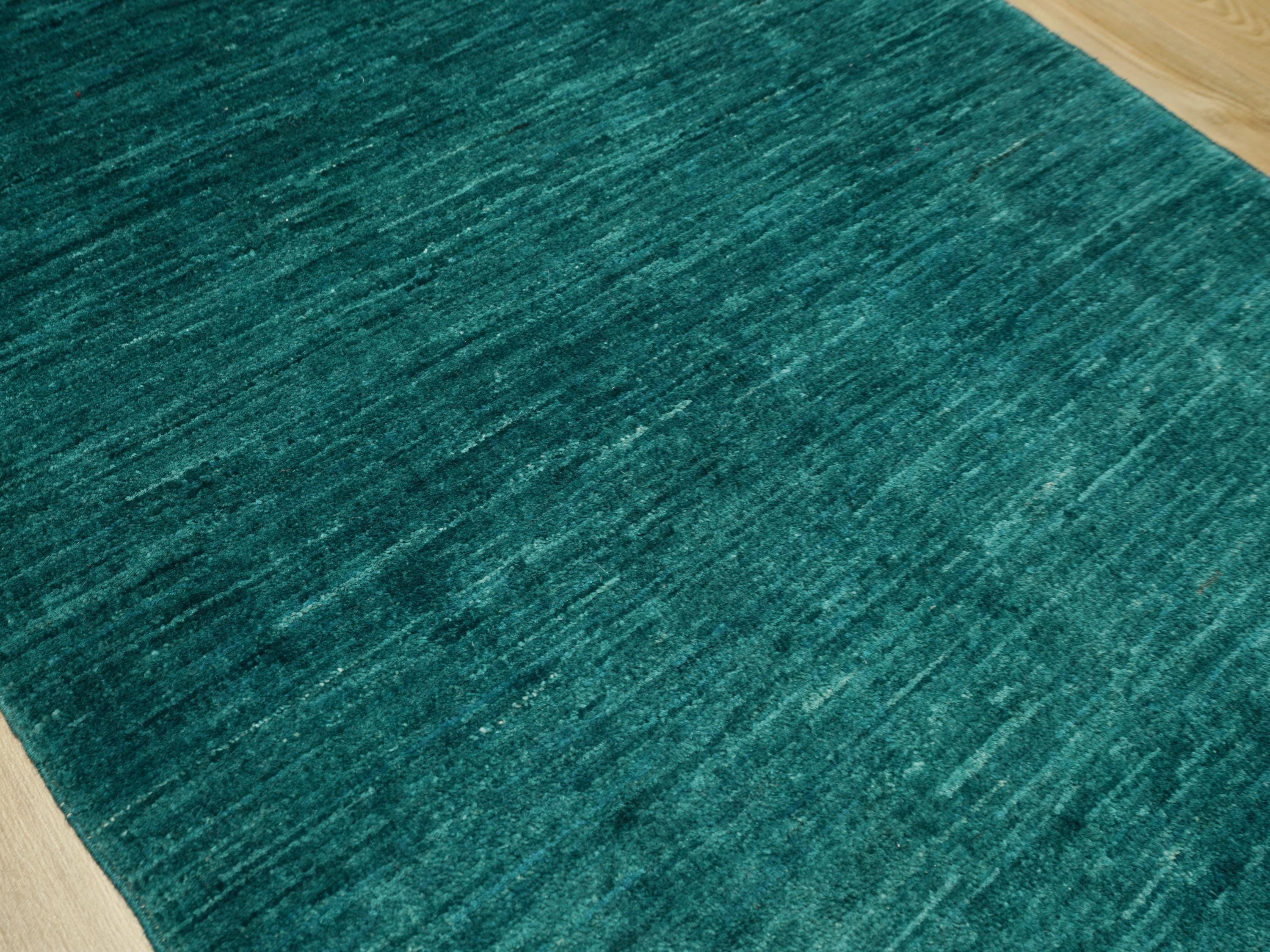 2x3 Ft Green Gabbeh Rug - Hand Knotted Wool Accent Rug