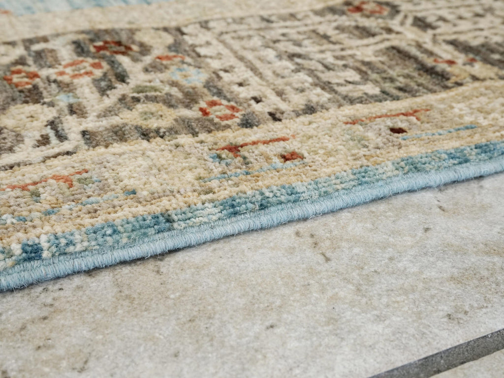 5x7 Ft Blue Floral Persian Rug - Hand Knotted Oriental Rug