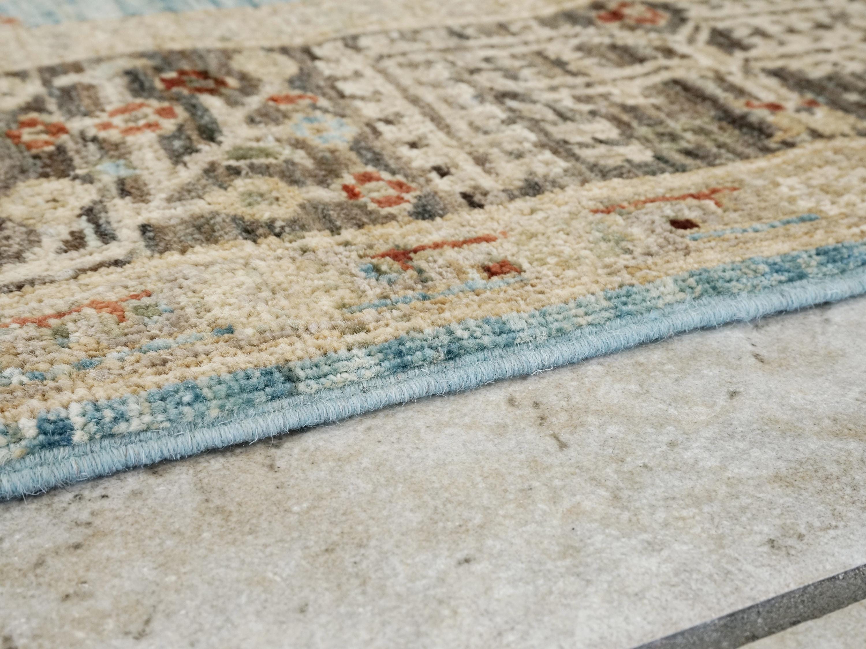 5x7 Ft Blue Floral Persian Rug - Hand Knotted Oriental Rug