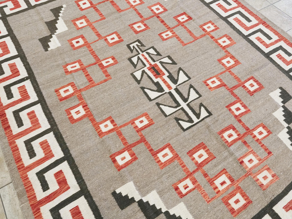 8x10 Ft Red Navajo Rug - Flat Weave Tribal Rug