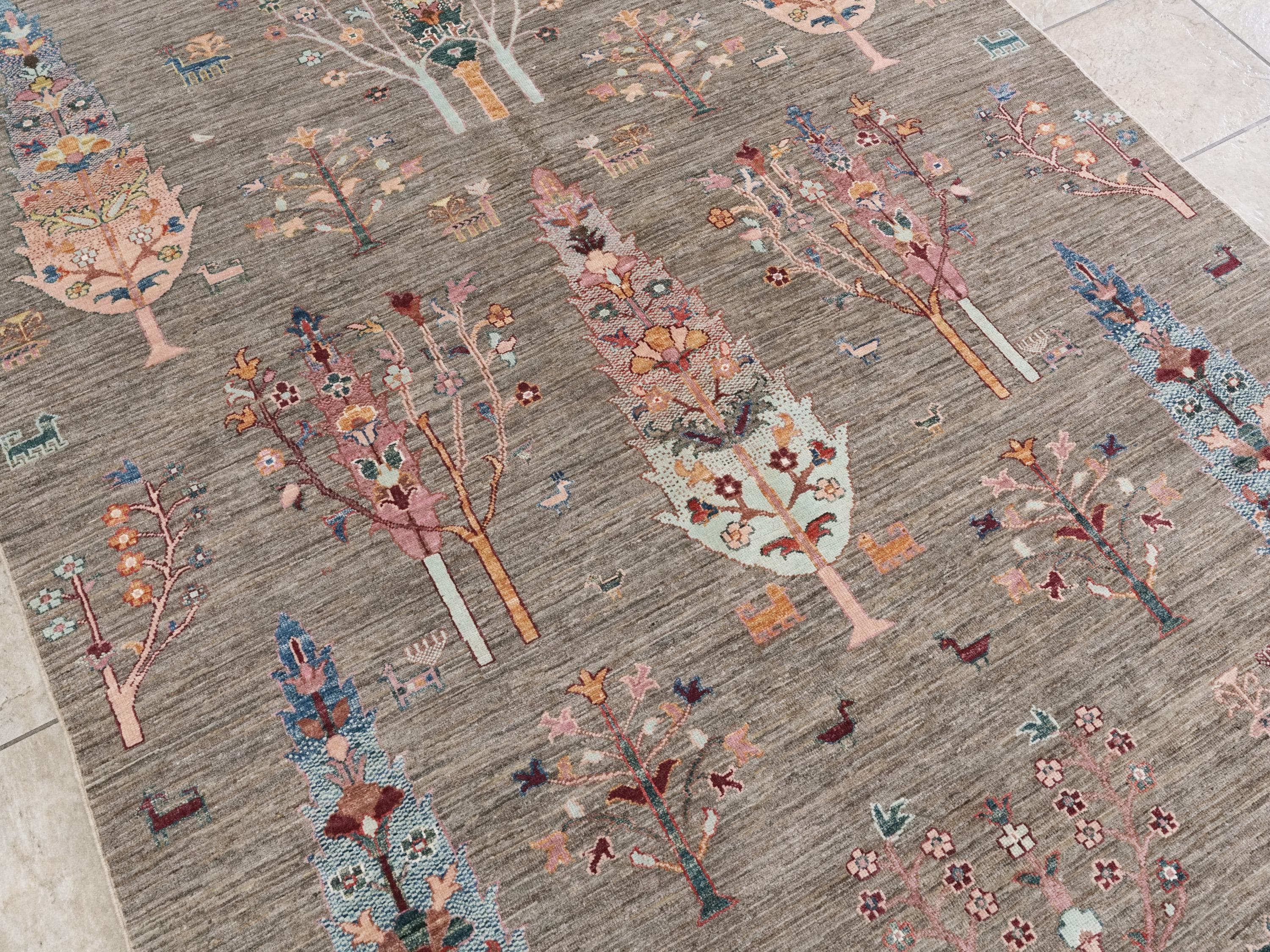 6x7 Ft Hand Knotted Tree of Life Rug - Afghan Wool Rug