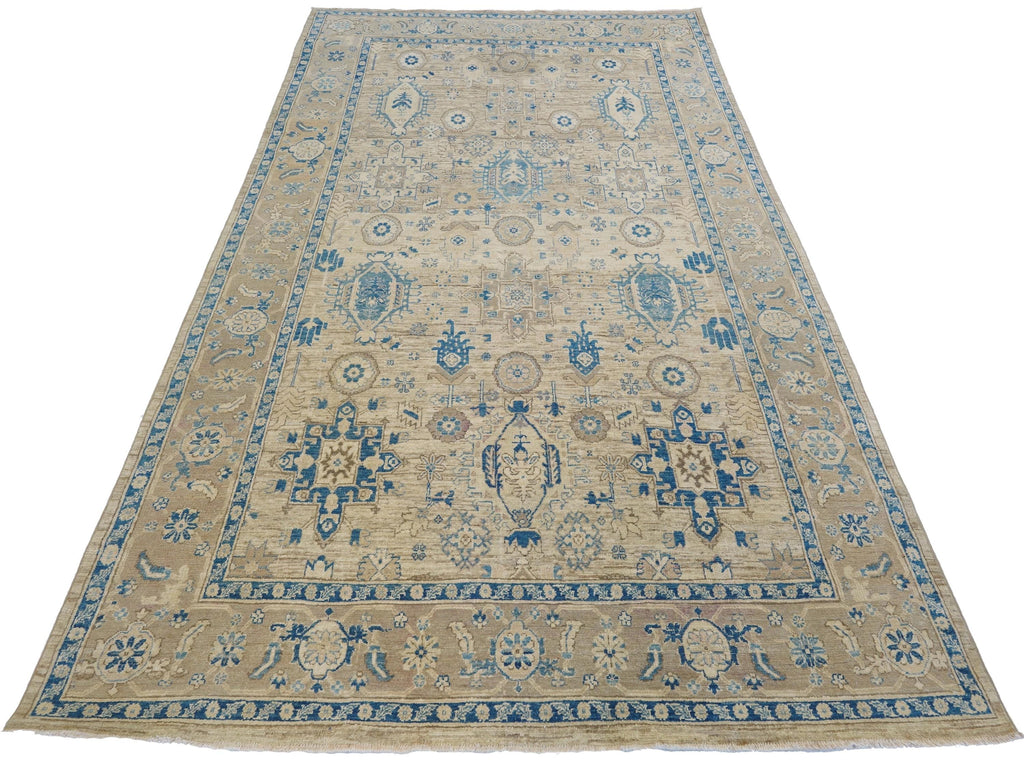 6x10 Ft Antique Heriz Rug - Beige & Blue Persian Rug
