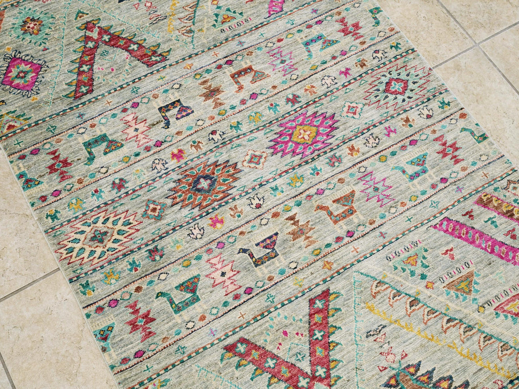 3x5 Ft Hand Knotted Khorjin Rug - Traditional Afghan Rug
