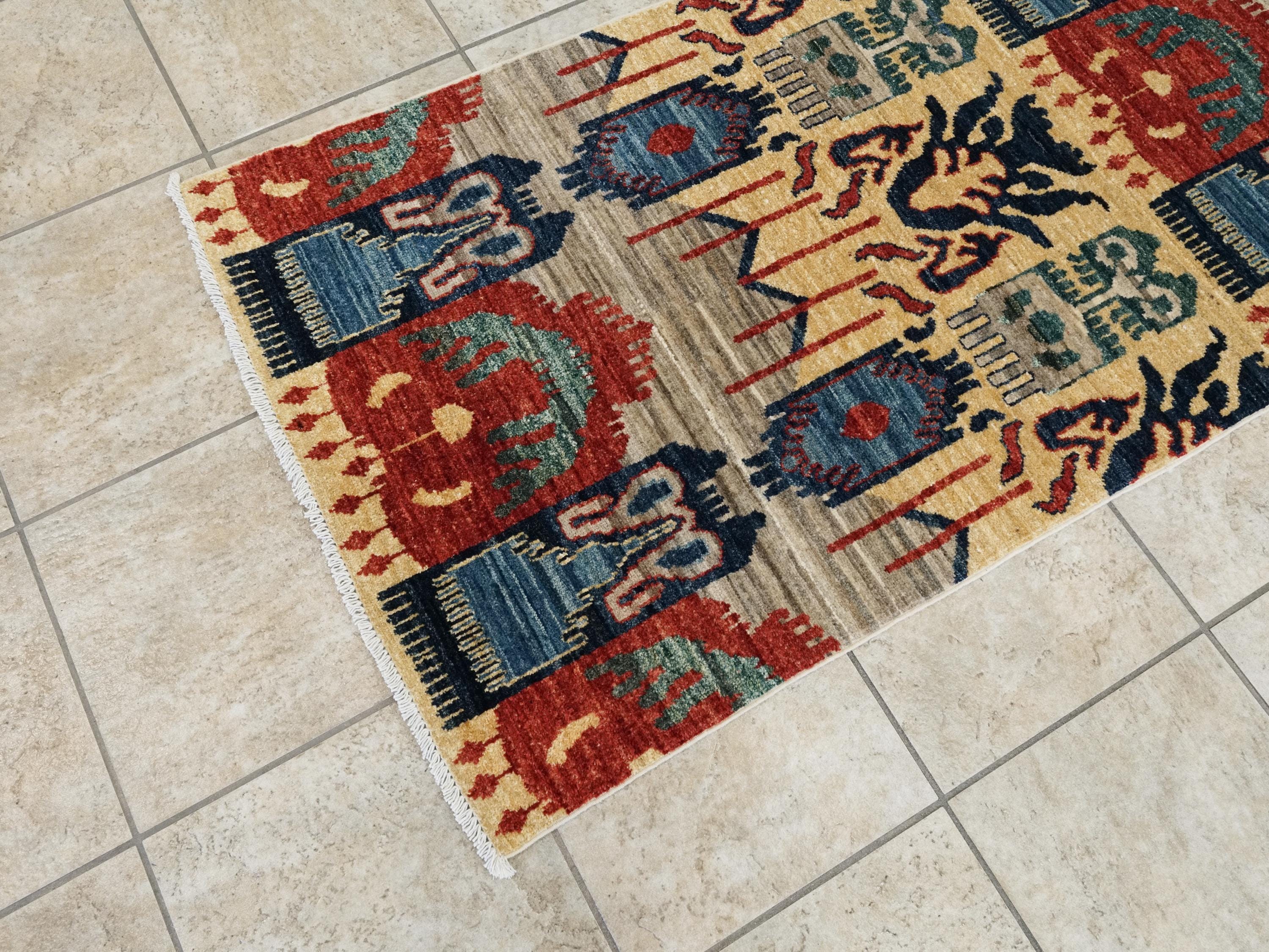 10 Ft Colorful Gabbeh Runner Rug - Hand Knotted Wool Hallway Rug