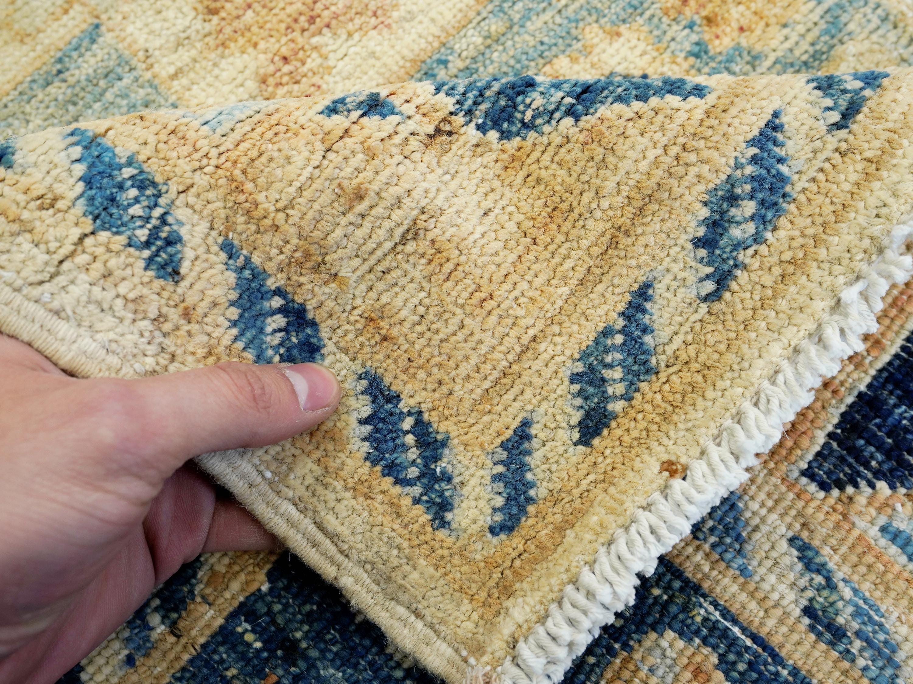 6x9 Ft Antique Heriz Rug - Beige & Blue Persian Rug