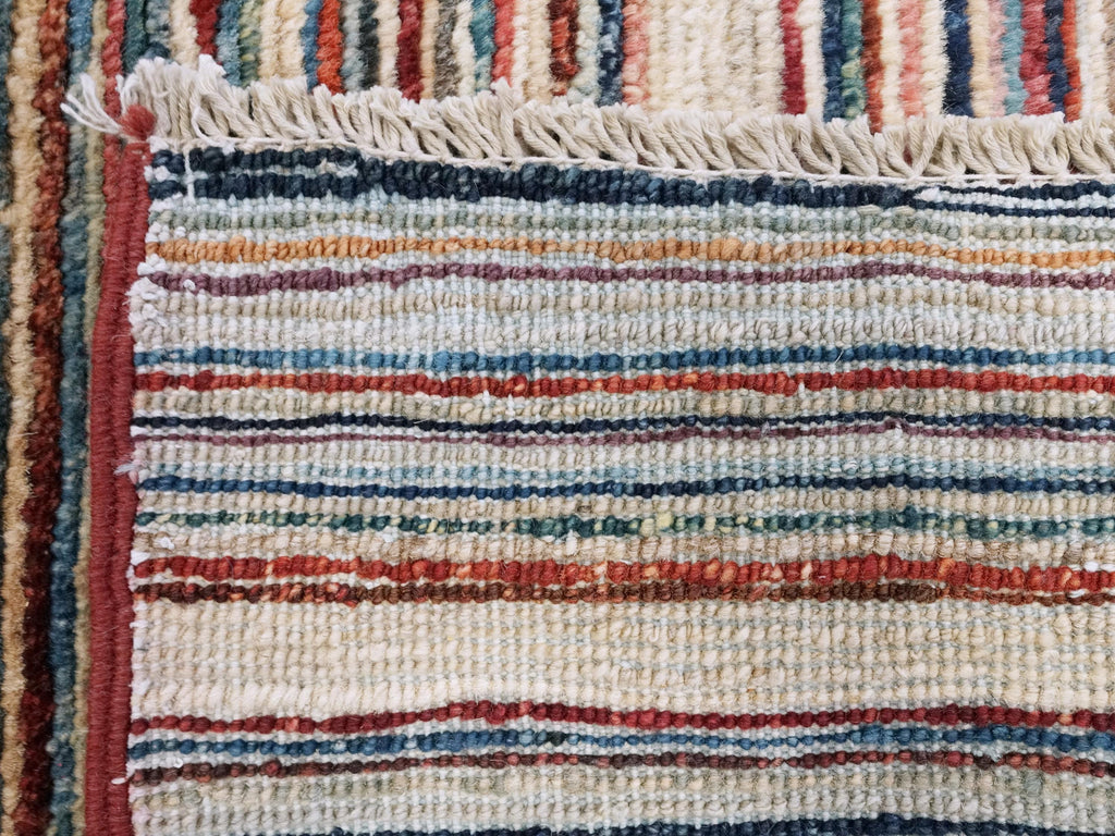 6x9 Ft Colorful Gabbeh Rug - Afghan Wool Area Rug - Striped Design