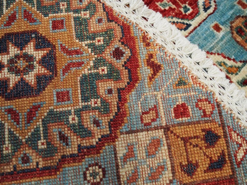 6x6 Ft Hand Knotted Light Blue Mamluk Rug - Round Oriental Medallion Rug