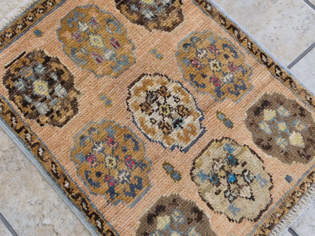 1x2 Ft Pale Beige Ersari Rug - Wool Accent Rug