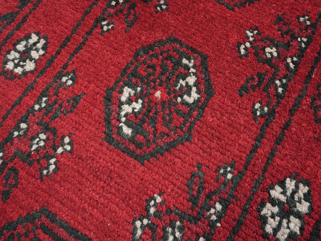 2x3 Ft Red Ersari Rug - Hand Knotted Afghan Wool Rug