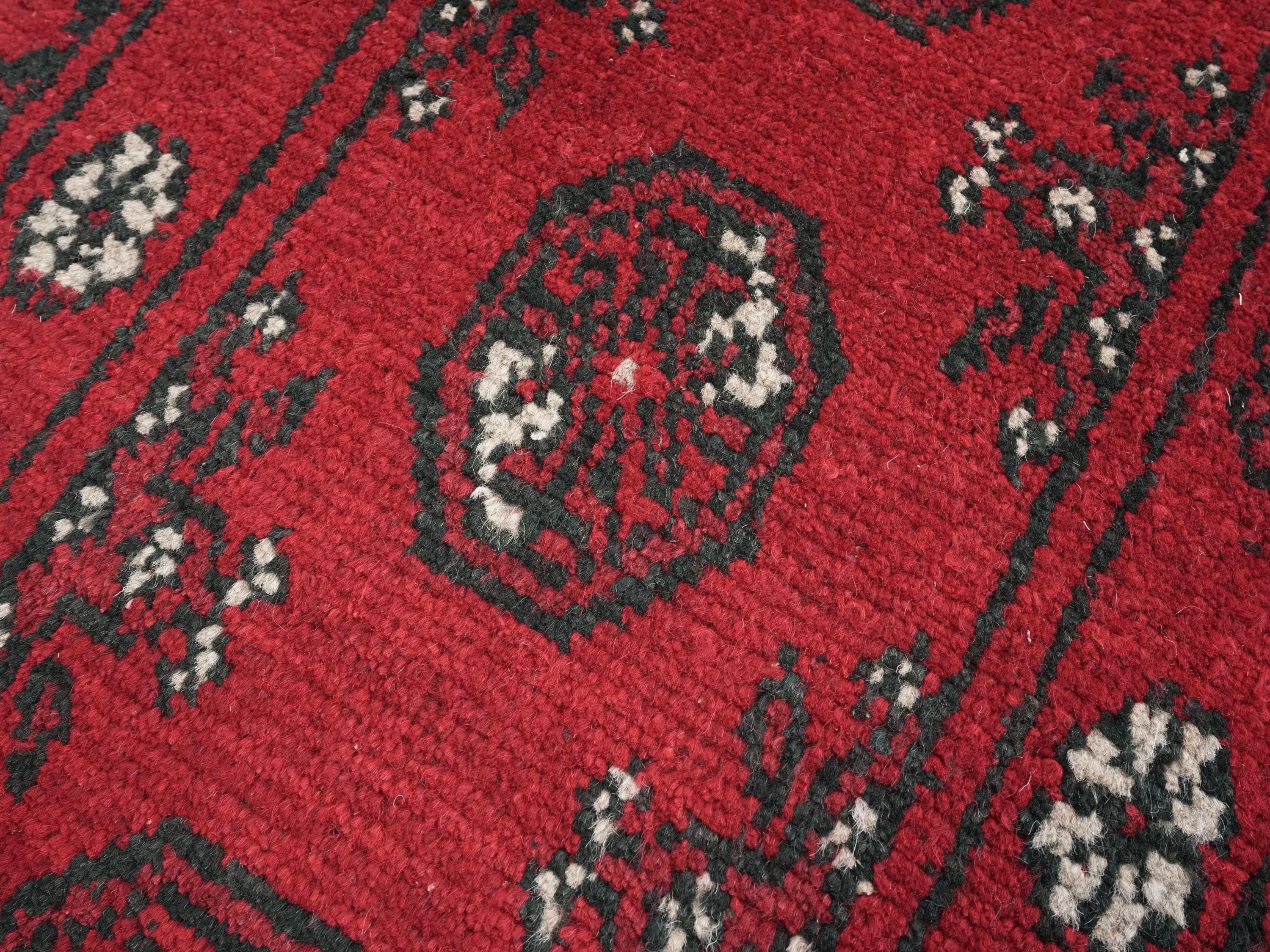2x3 Ft Red Ersari Rug - Hand Knotted Afghan Wool Rug