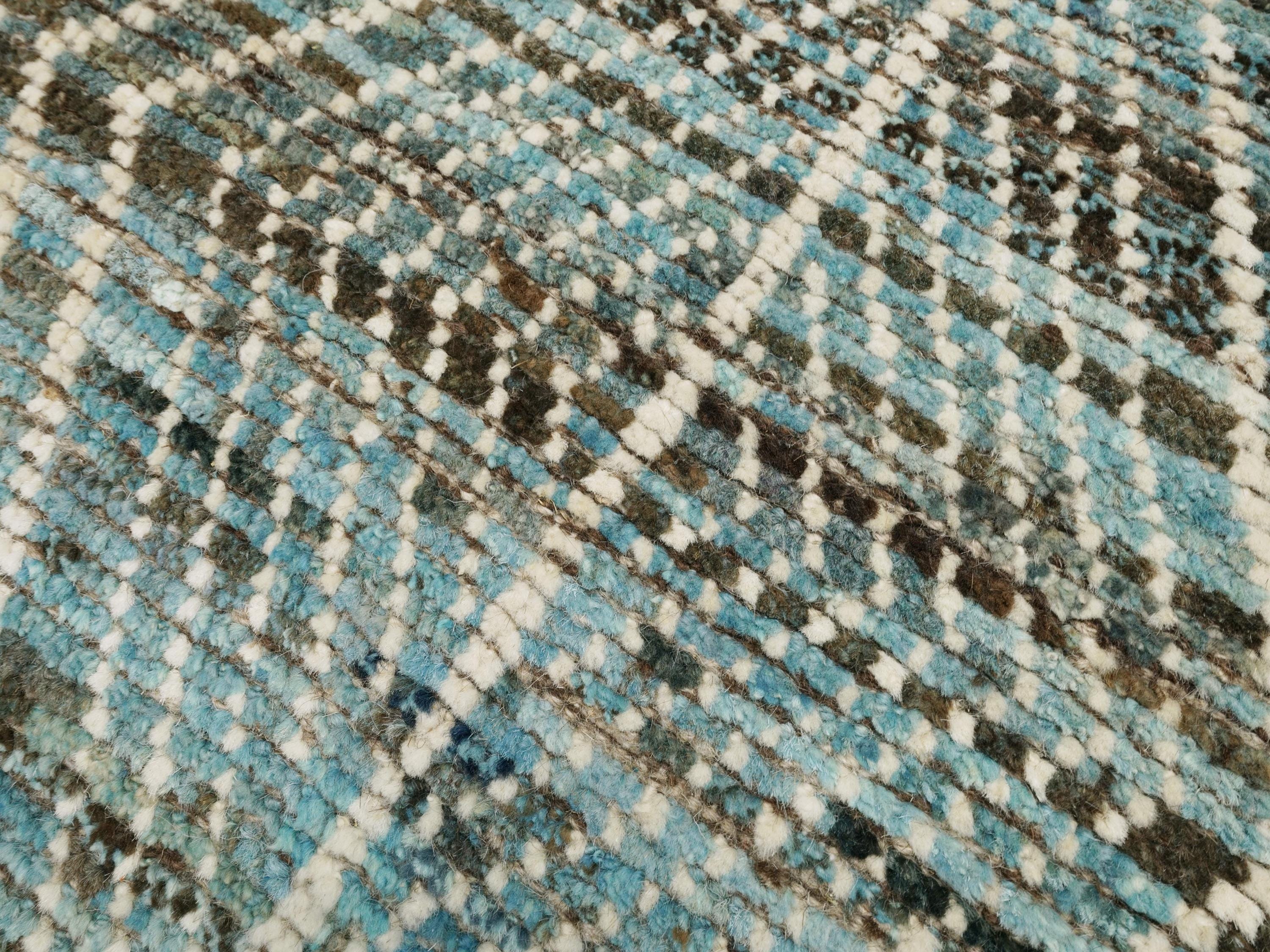 3x5 Ft Blue Moroccan Rug - Hand Knotted Area Rug