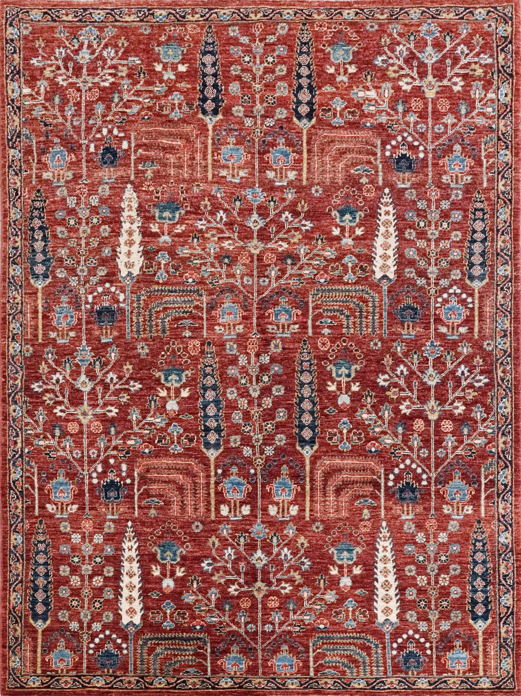 5x7 Ft Red Serapi Rug - Hand Knotted Oriental Rug - All Over Design