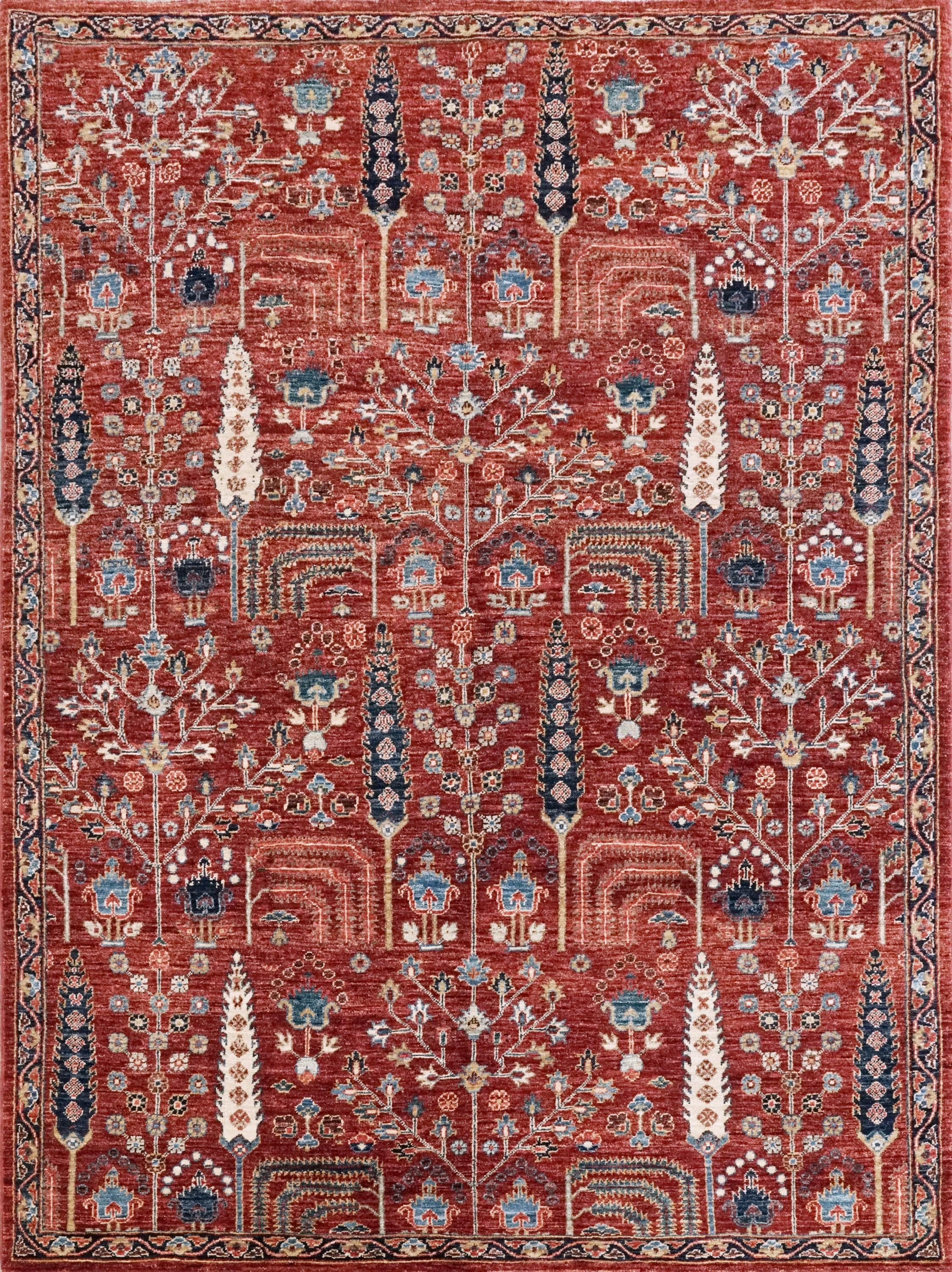 5x7 Ft Red Serapi Rug - Hand Knotted Oriental Rug - All Over Design