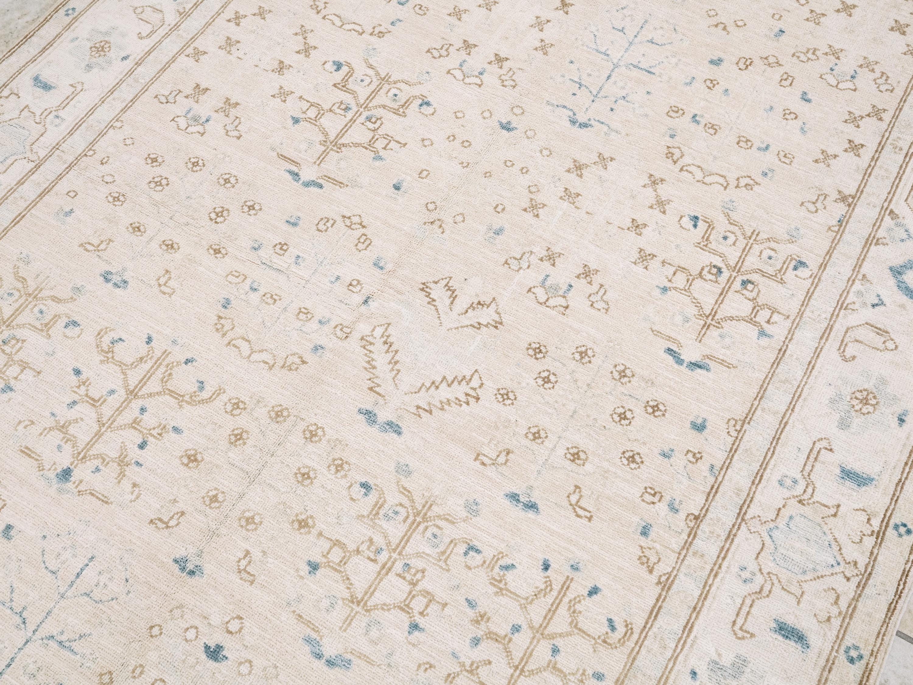 5x8 Ft Handmade Serapi Wool Rug - Beige Vintage Area Rug