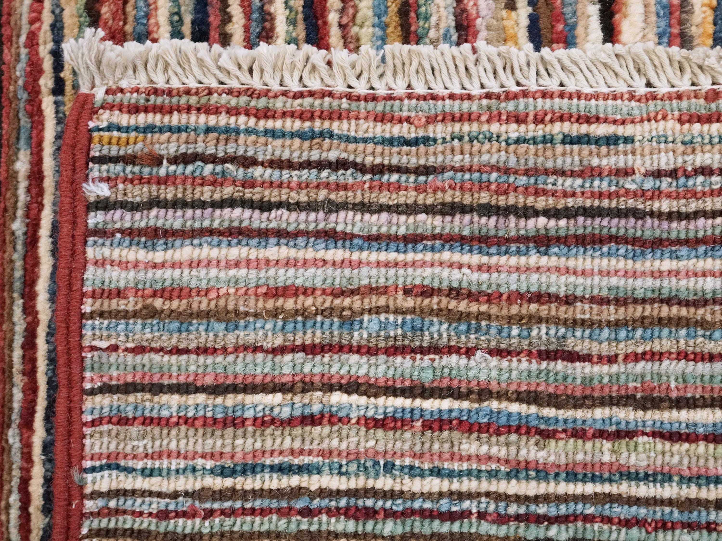 6x9 Ft Multicolor Gabbeh Rug - Afghan Wool Area Rug - Plain Design