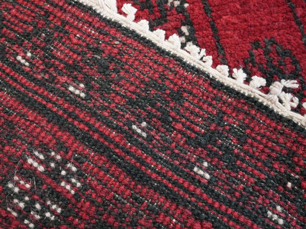 2x3 Ft Red Ersari Rug - Hand Knotted Afghan Wool Rug