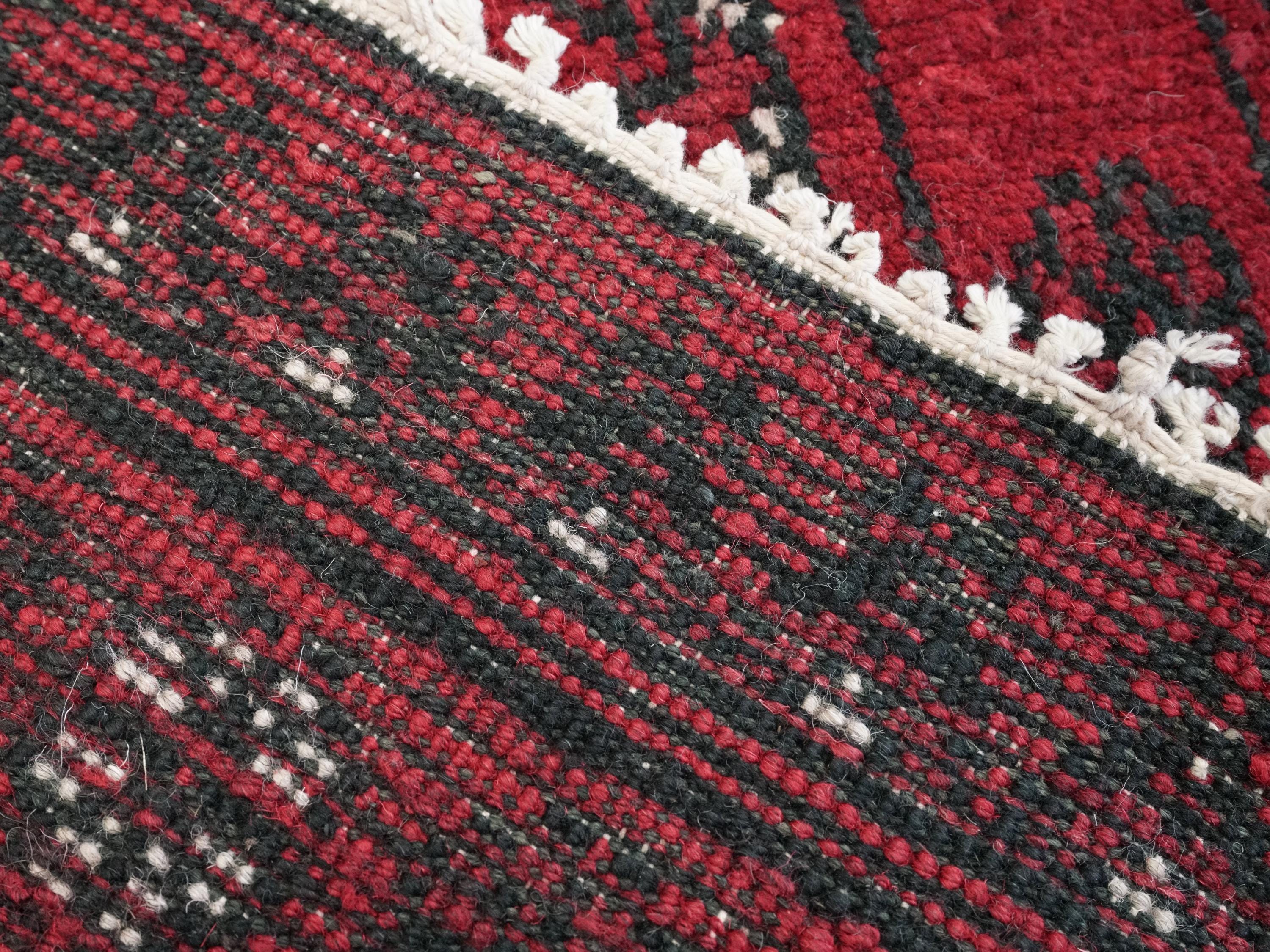 2x3 Ft Red Ersari Rug - Hand Knotted Afghan Wool Rug