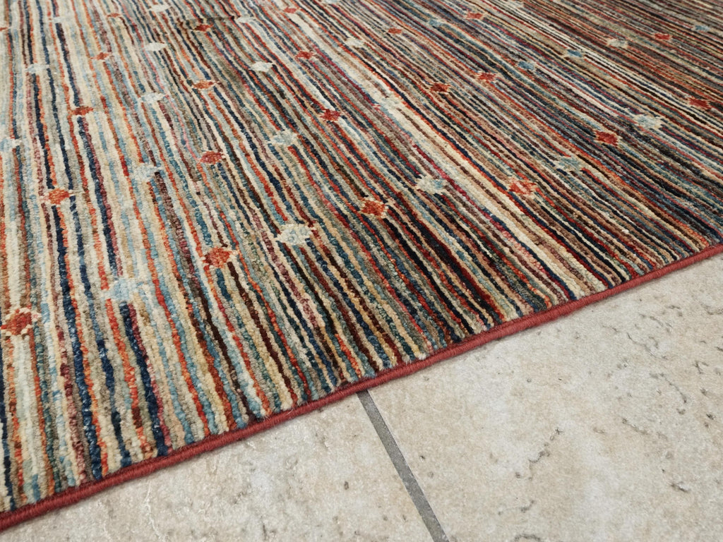 8x10 FT Colorful Gabbeh Wool Rug - Hand Knotted Afghan Rug