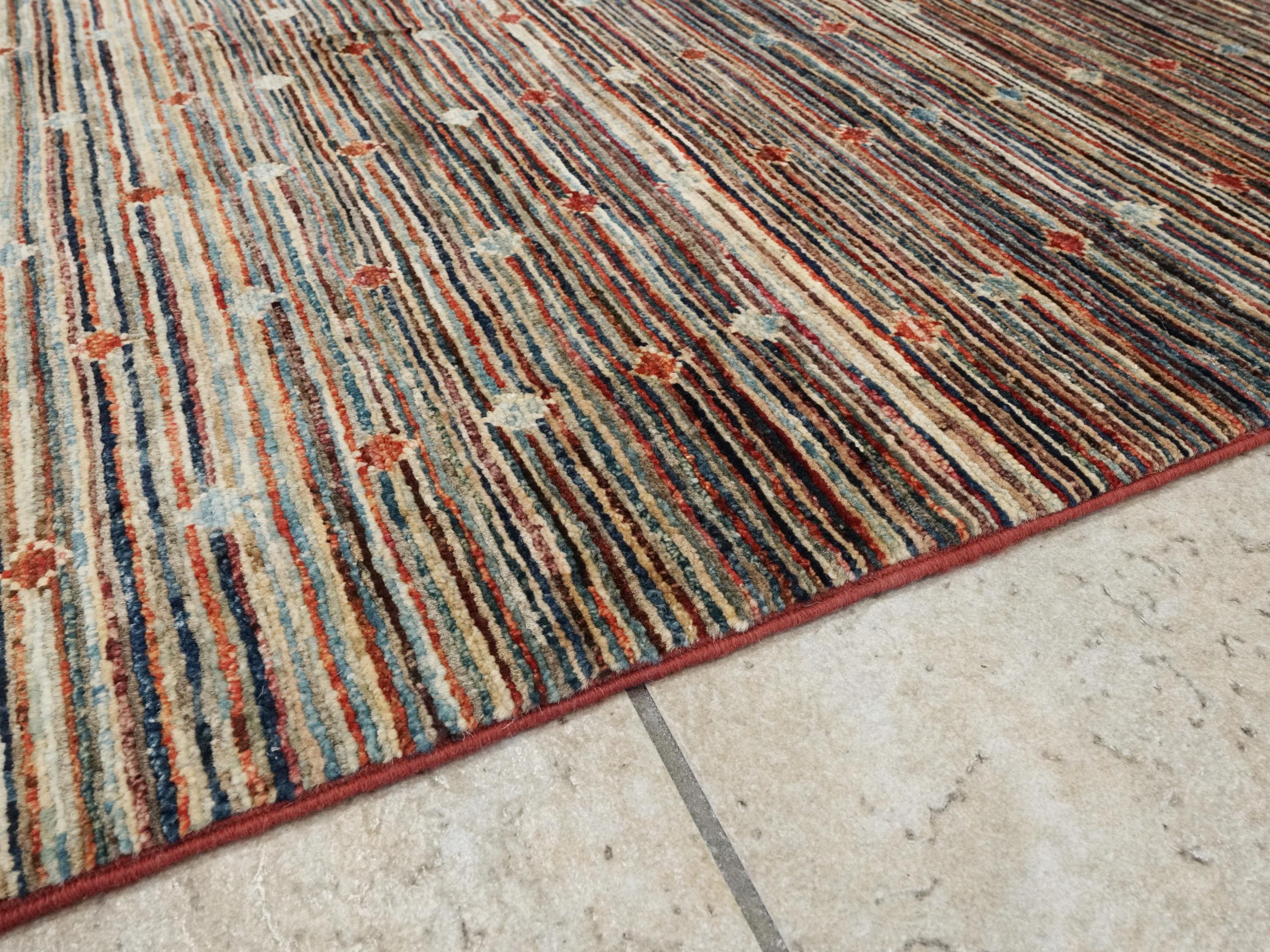 8x10 FT Colorful Gabbeh Wool Rug - Hand Knotted Afghan Rug