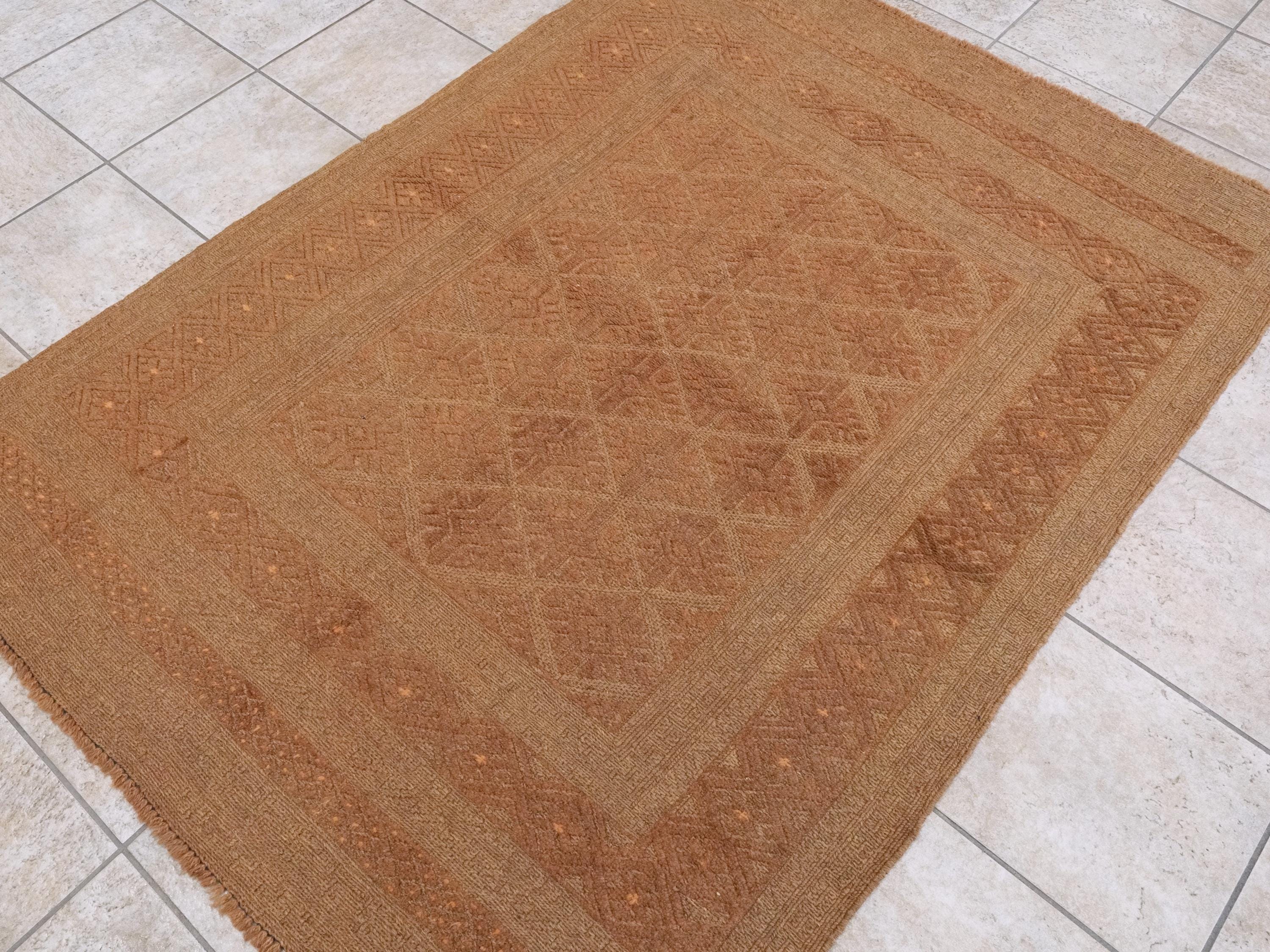 5x6 Ft Vintage Orange Tribal Kilim Rug - Hand Knotted Afghan Wool