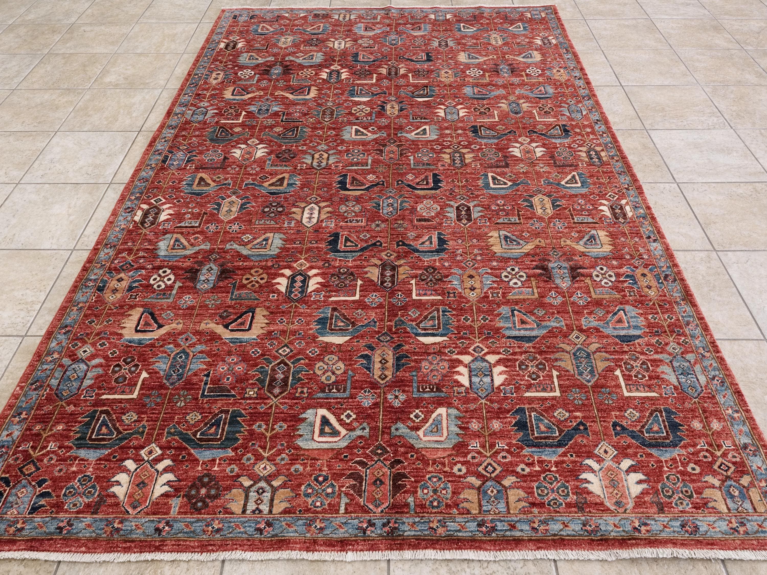 6x9 Ft Hand-Knotted Red Bidjar Rug - Oriental Rug