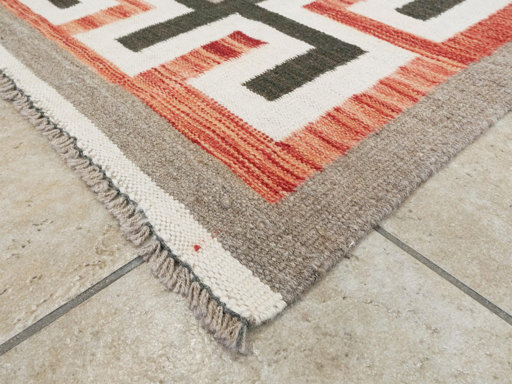 8x10 Ft Red Navajo Rug - Flat Weave Tribal Rug