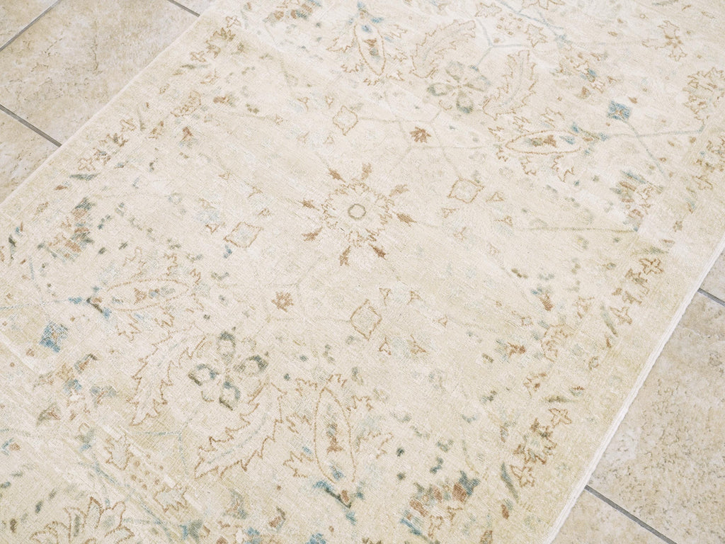 3x5 Ft Vintage White Serapi Rug - Afghan Handmade Area Rug