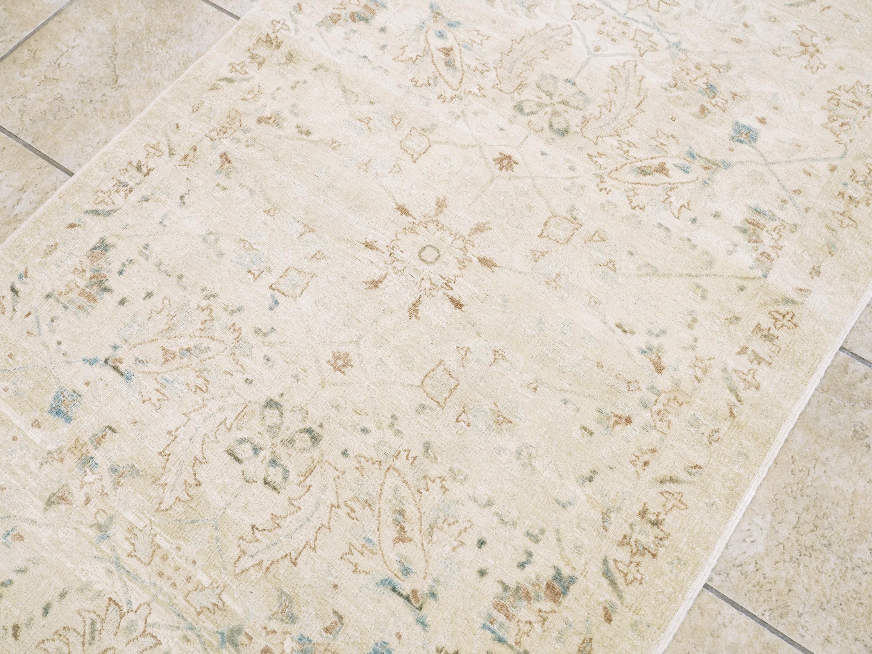 3x5 Ft Vintage White Serapi Rug - Afghan Handmade Area Rug