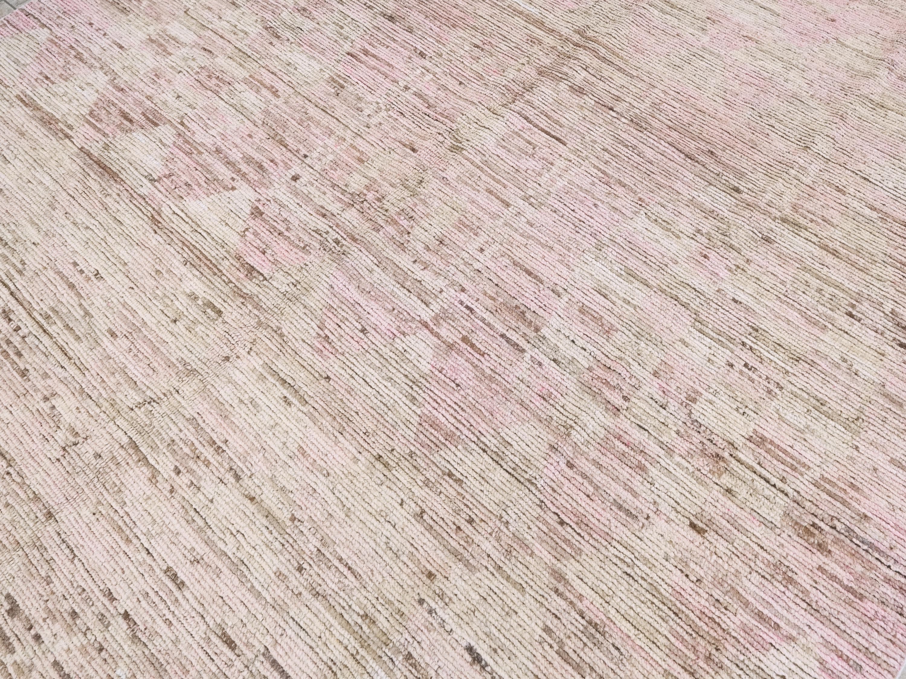 8x10 Ft Pink Moroccan Rug - Hand Knotted Wool Area Rug